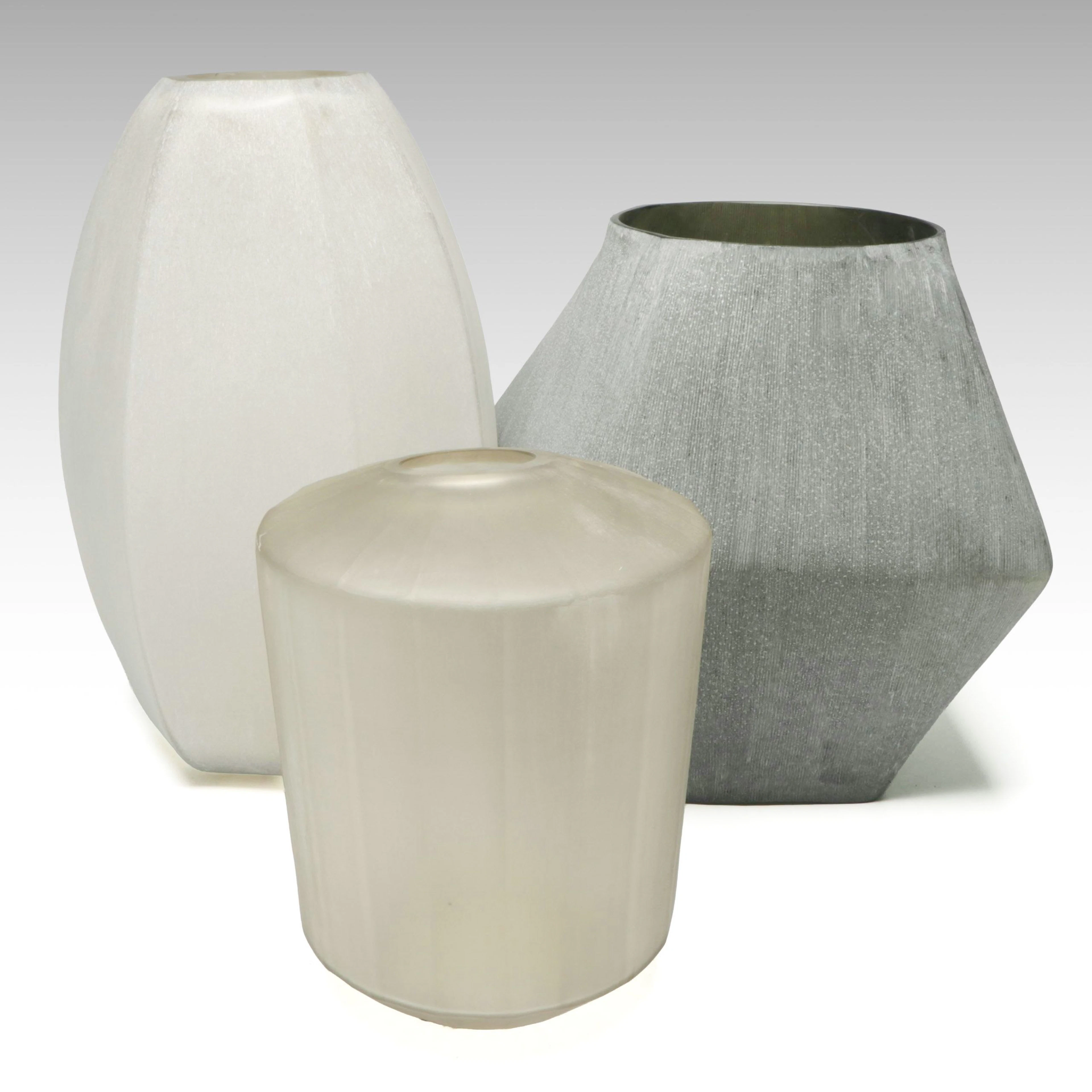 Contemporary Glass Sculptural Faceted Vases