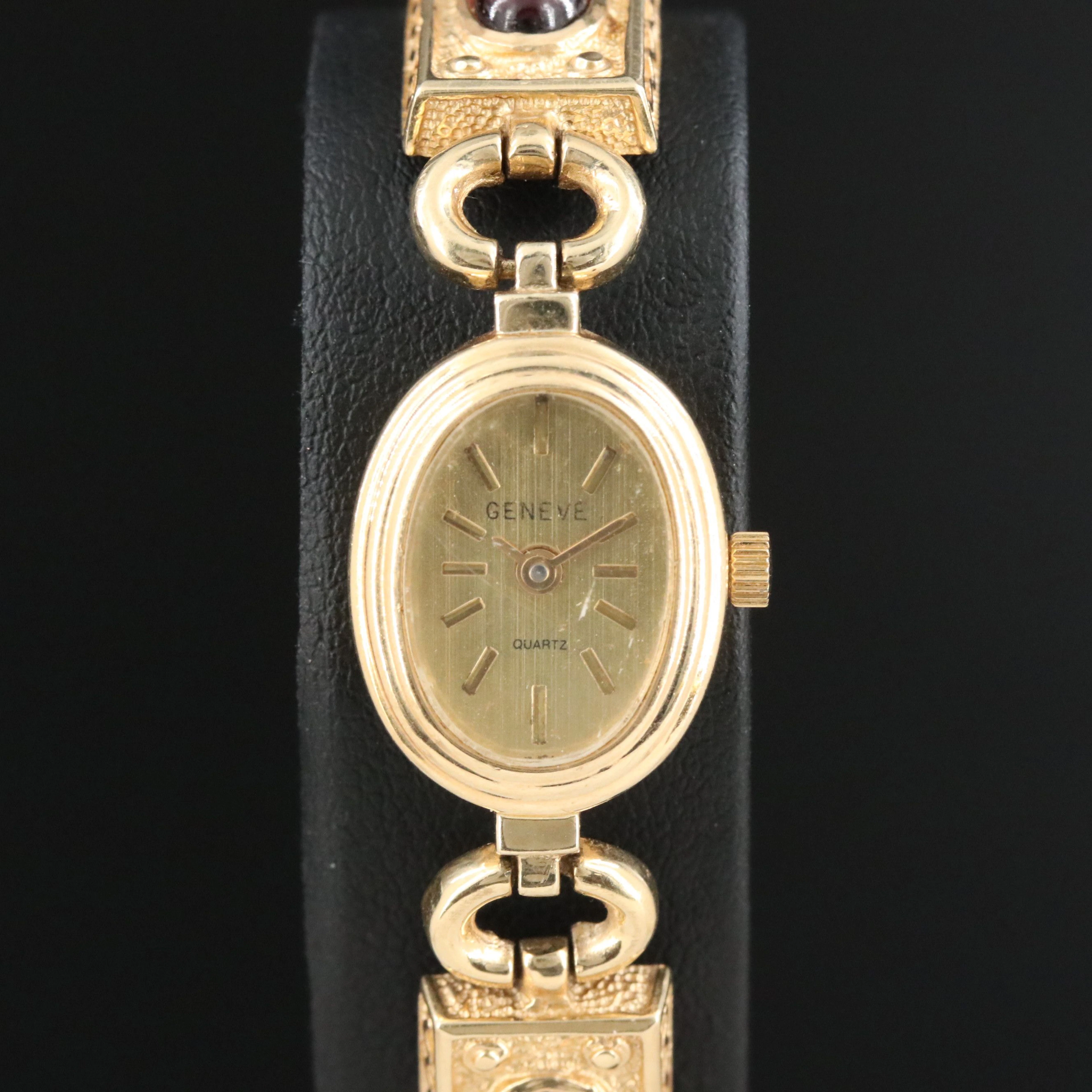 Geneve 14K Garnet, Amethyst and Topaz Quartz Dress Watch