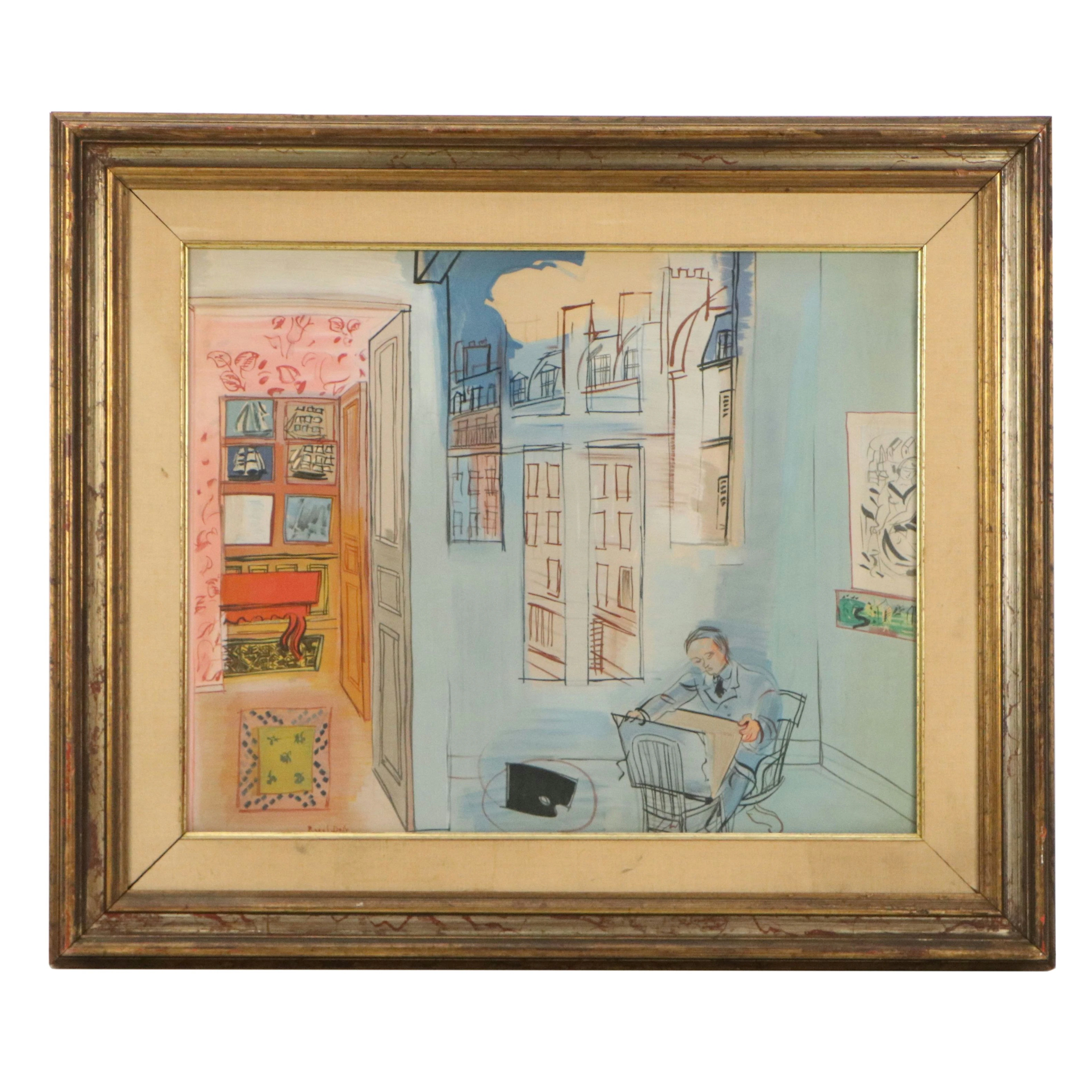Color Lithograph After Raoul Dufy "L'Atelier de l'Impasse Guelma," 20th Century