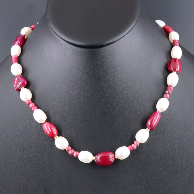 14K Ruby and Pearl Necklace