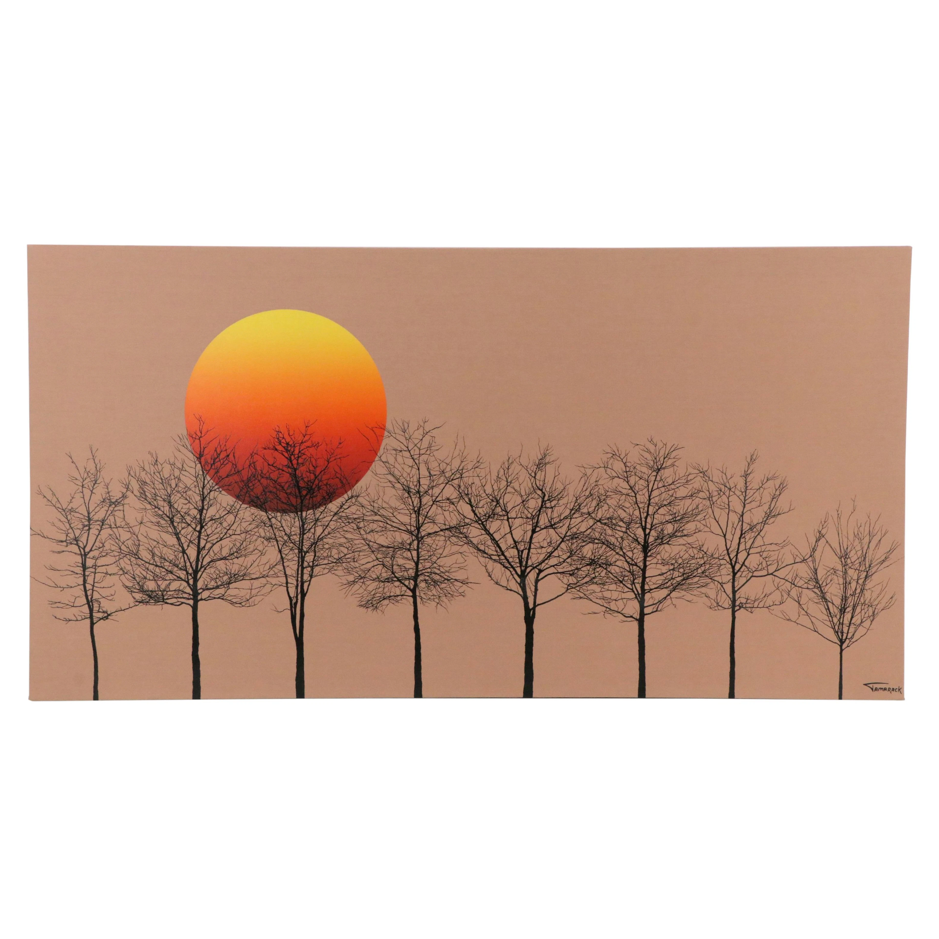 Minimalist Serigraph of Wooded Dusk Scene, Late 20th to 21st Century