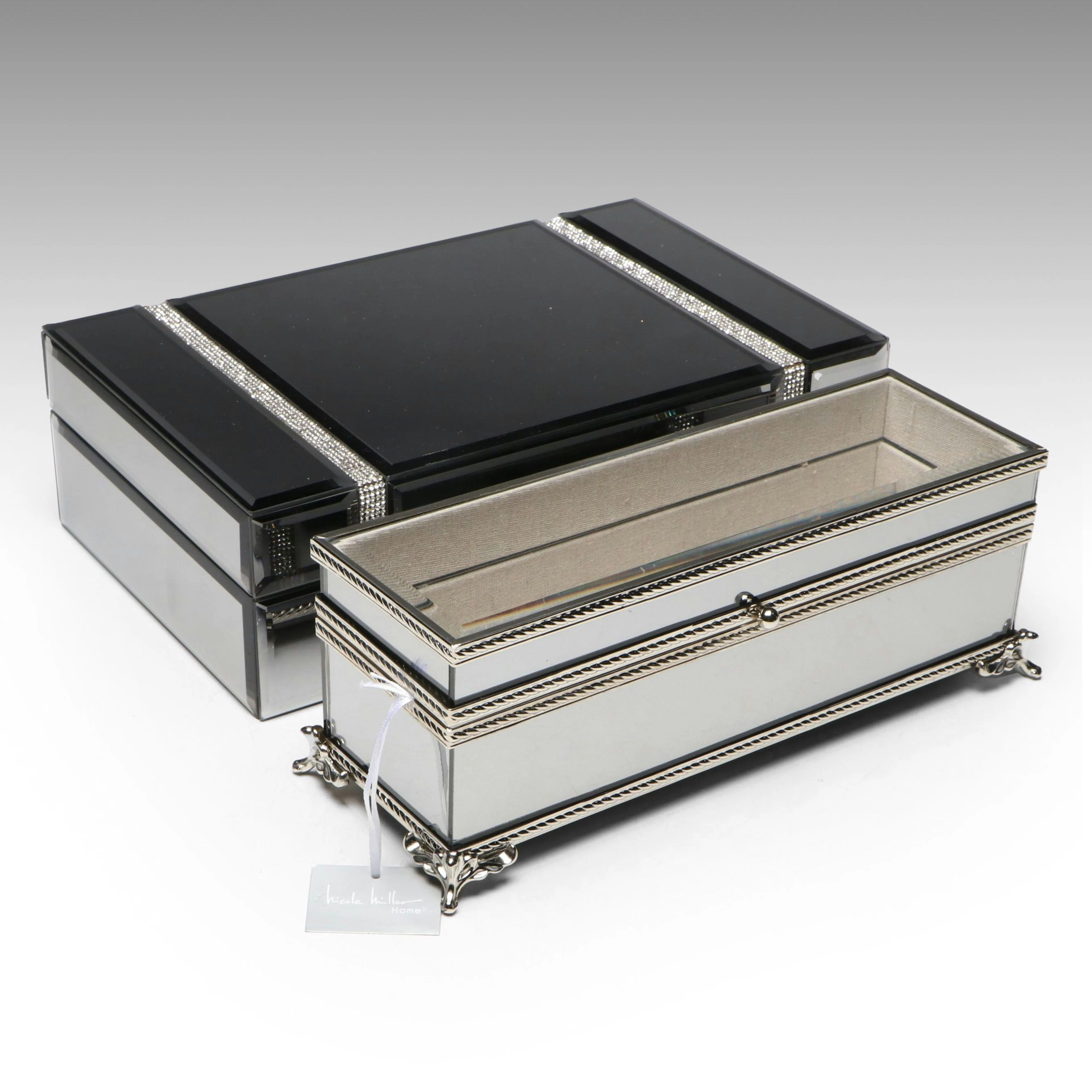 Nicole Miller and Tahari Home Mirrored Jewelry Boxes