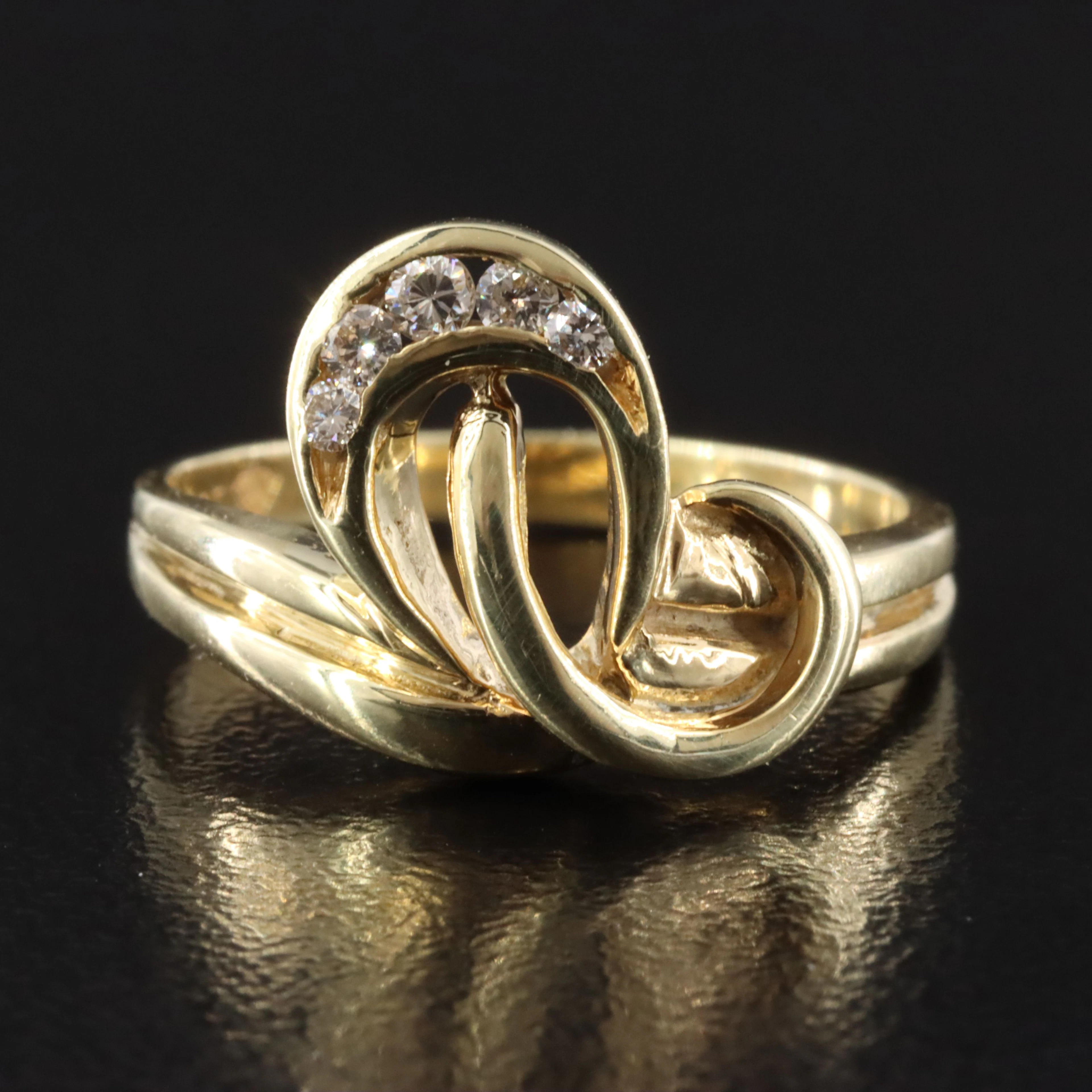 14K Diamond Freeform Ring