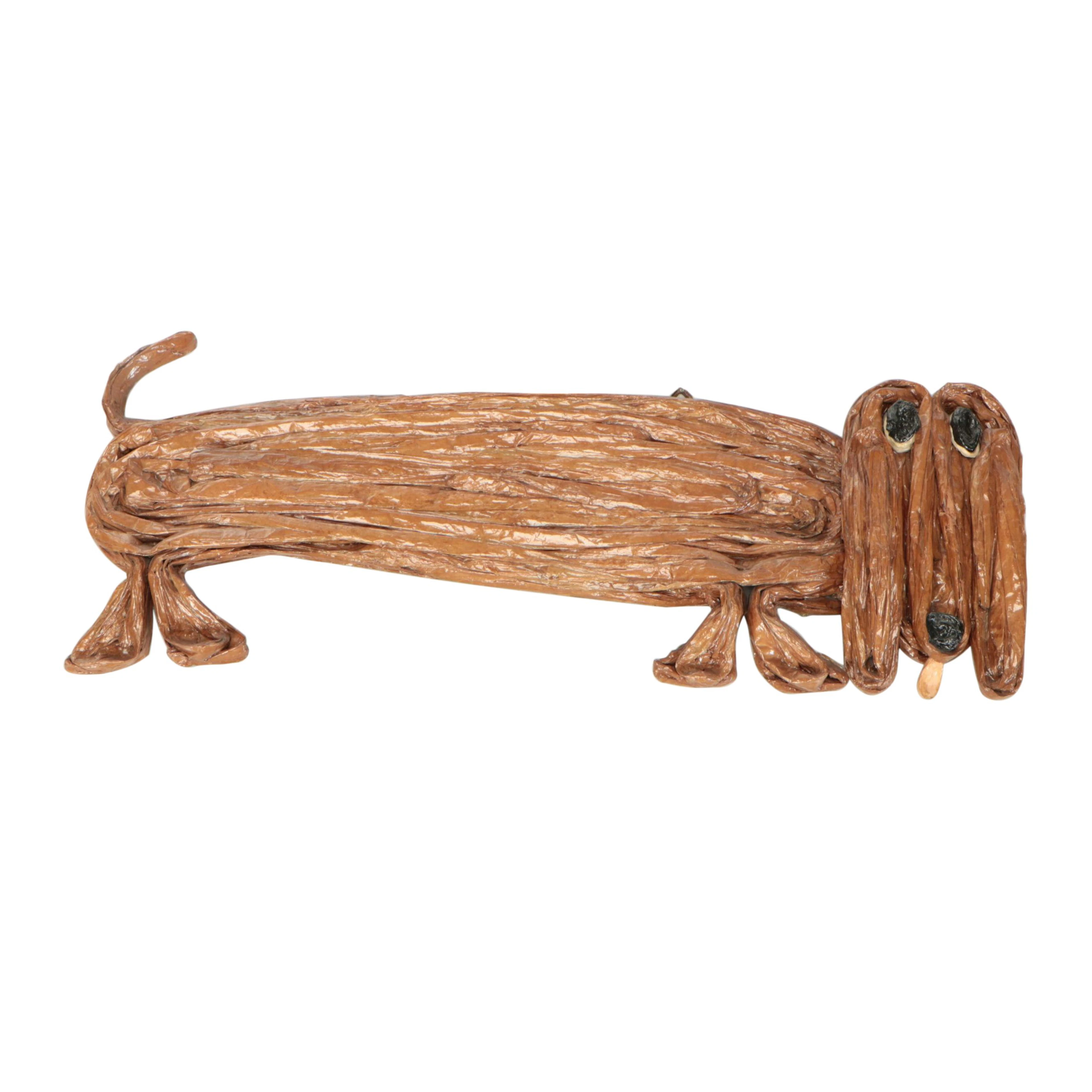 Lacquered and Twisted Paper Dachshund Sculpture