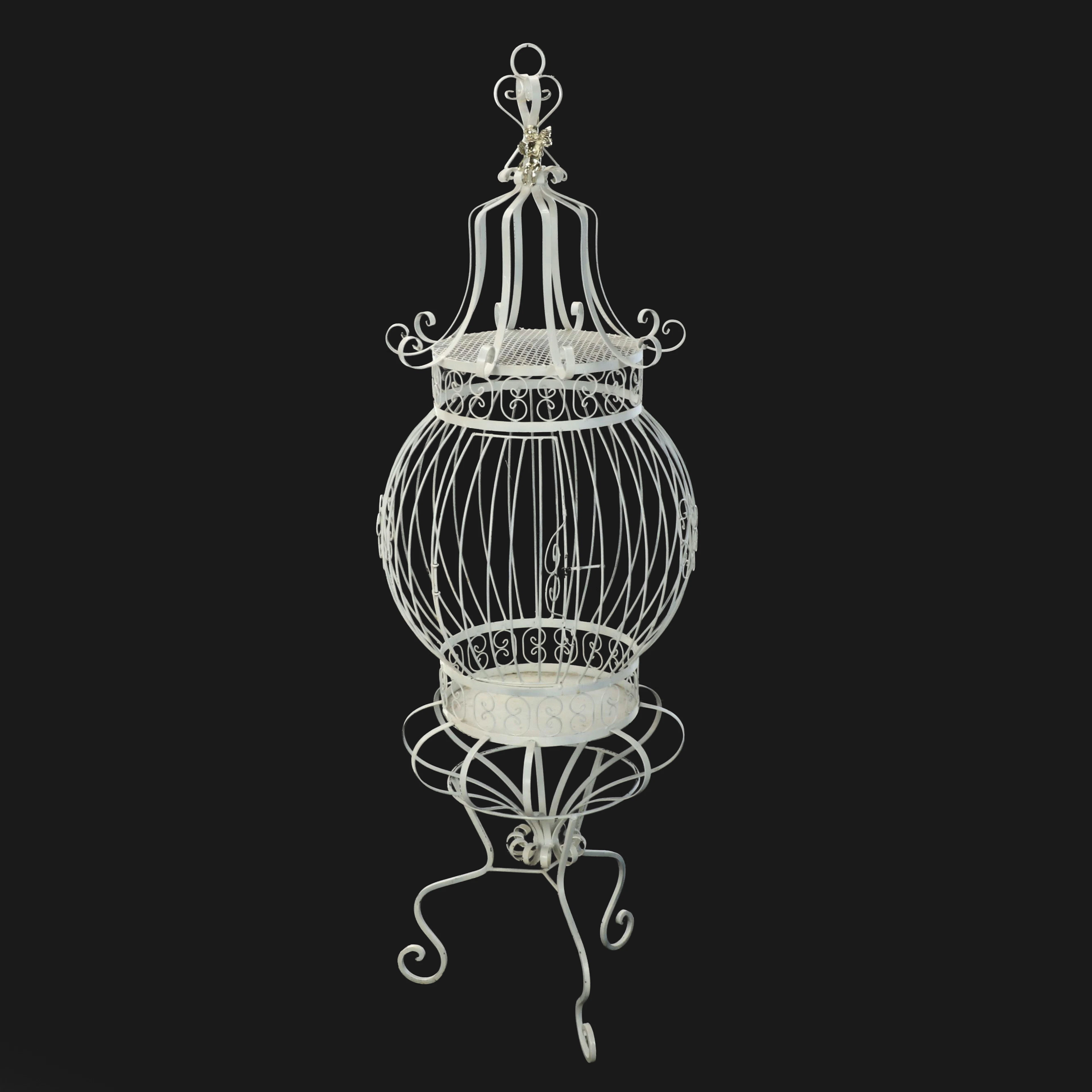 Victorian Style Open Scrollwork Metal Birdcage