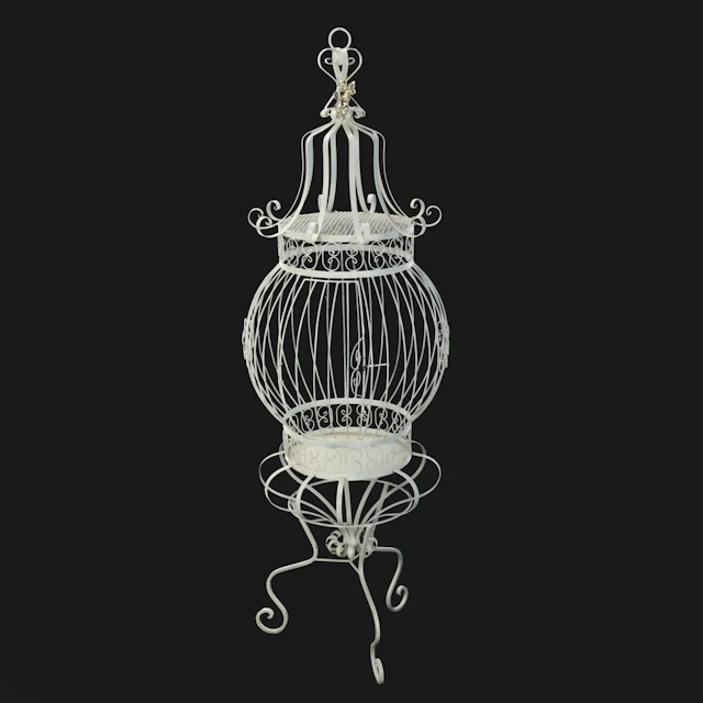 Victorian Style Open Scrollwork Metal Birdcage
