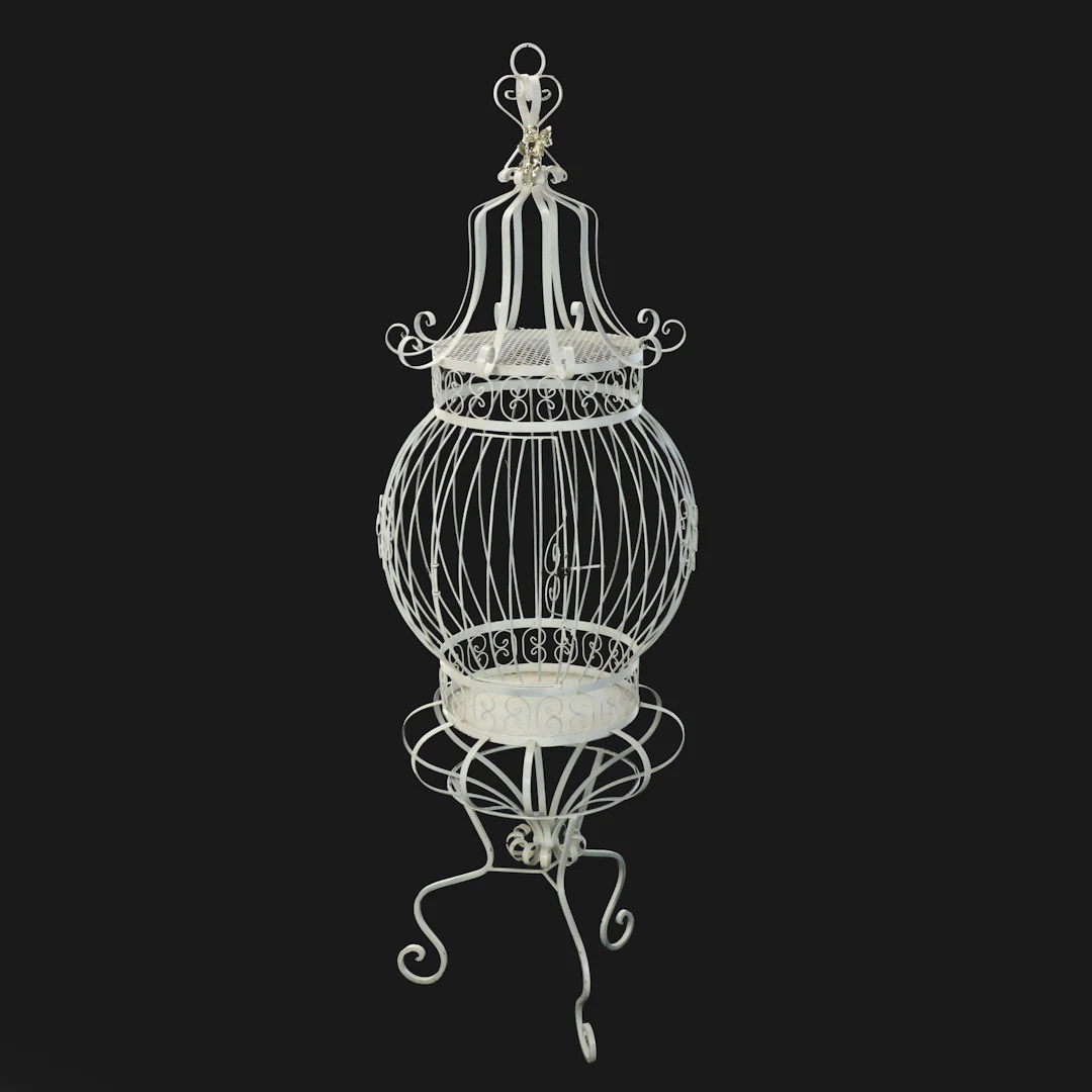Victorian Style Open Scrollwork Metal Birdcage