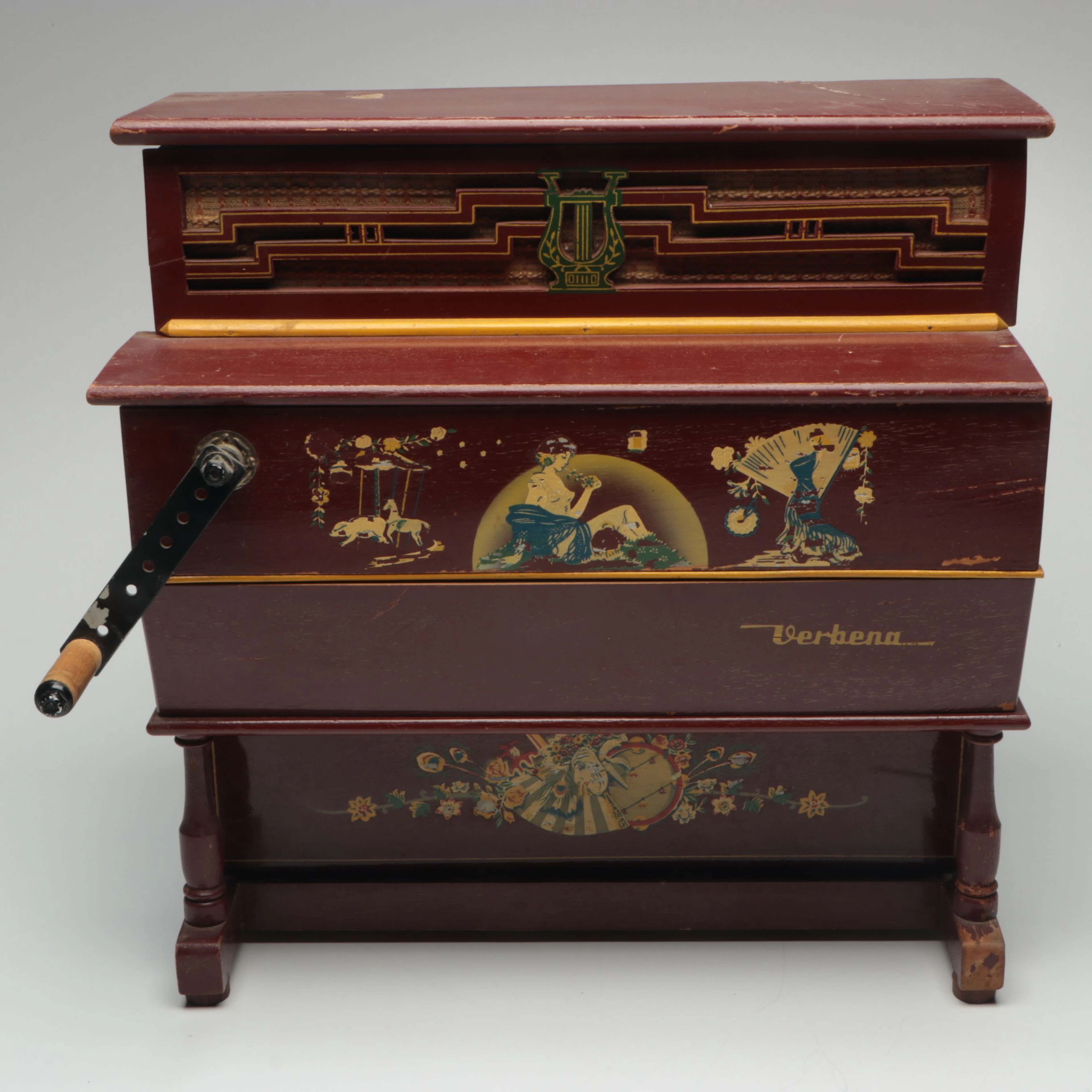 Vintage Reig Hand-Crank Barrel Piano Music Box