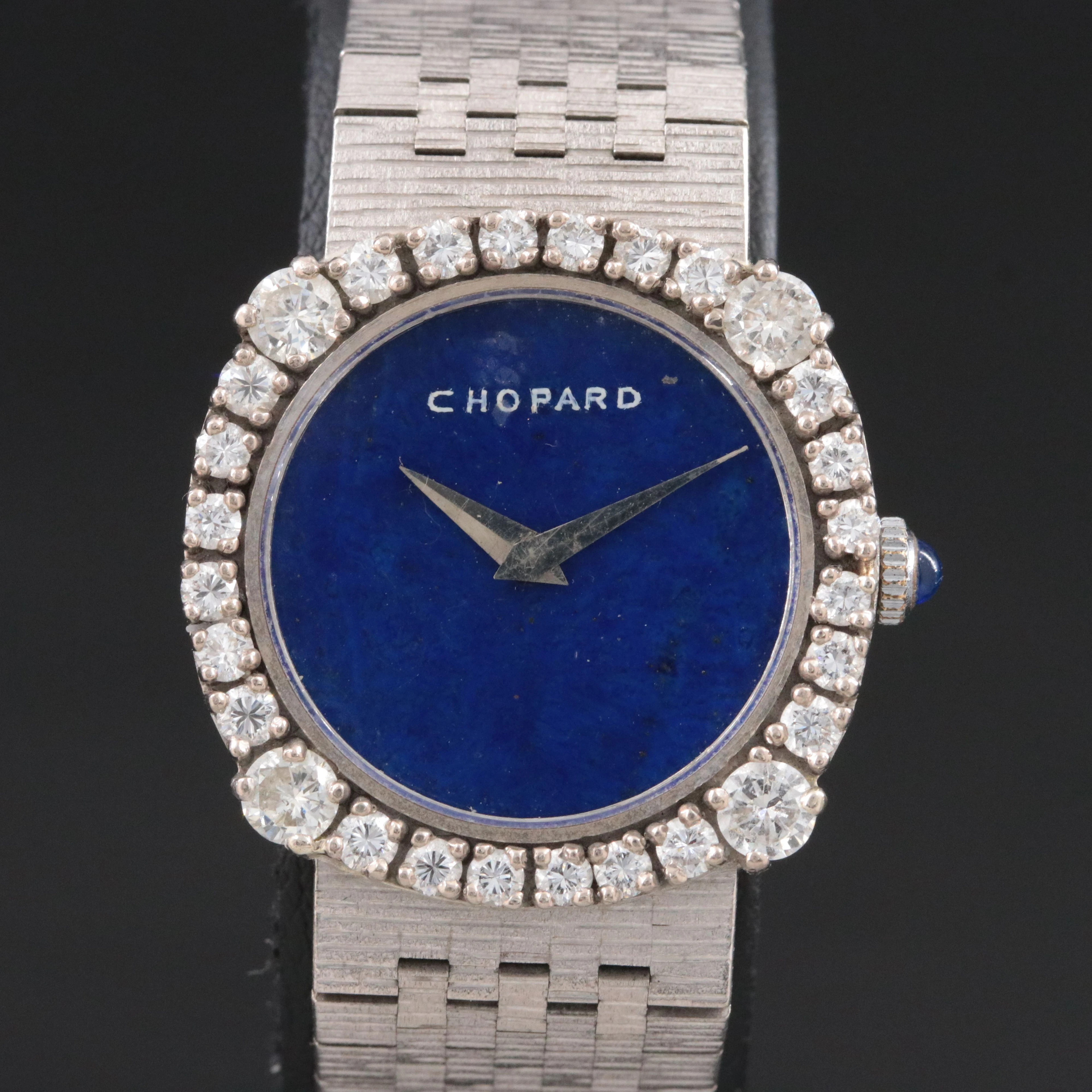 18K Chopard Custom Diamond Lapis Lazuli Dial Watch