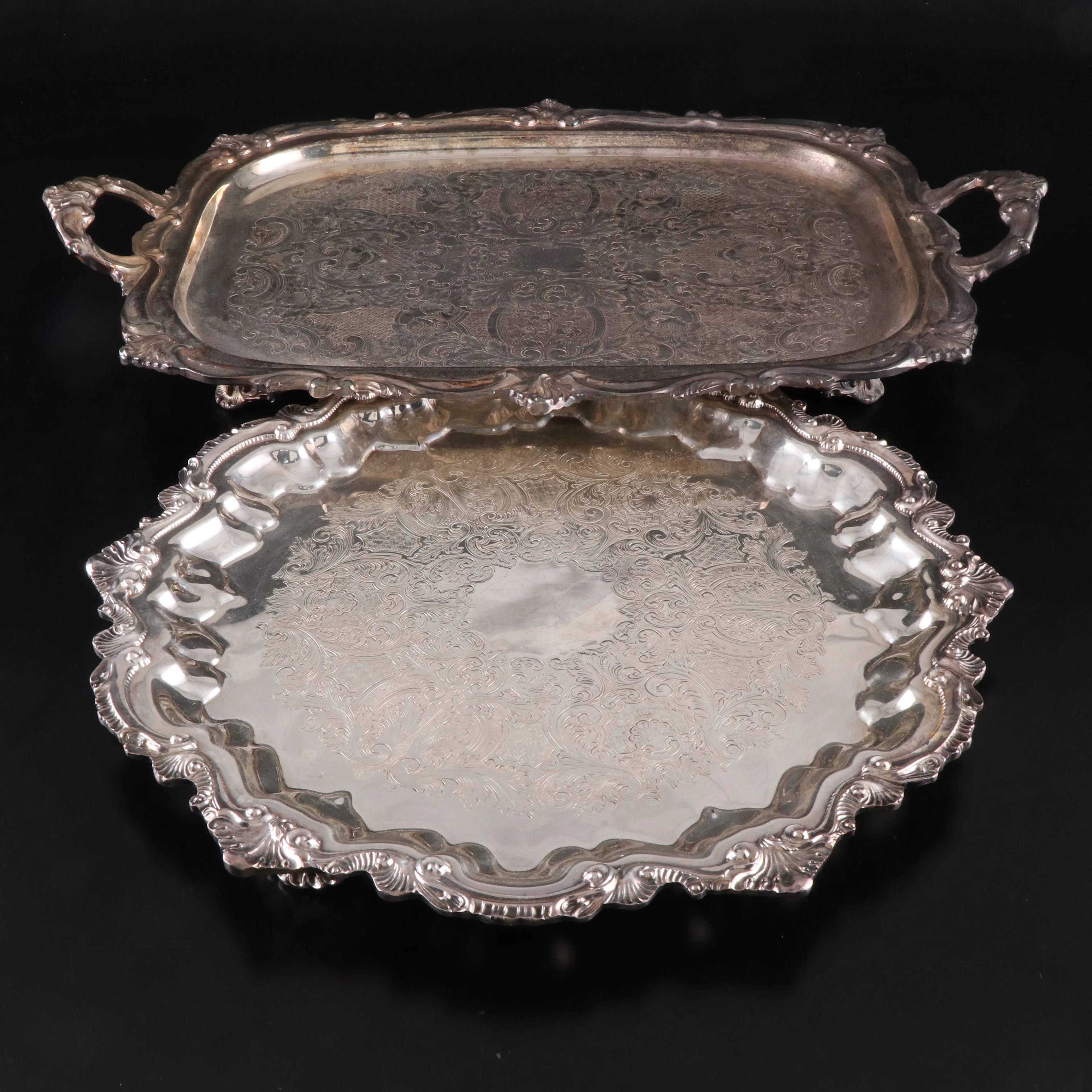 Wallace "Chippendale" Tray with Other Silver Plate Warming Tray