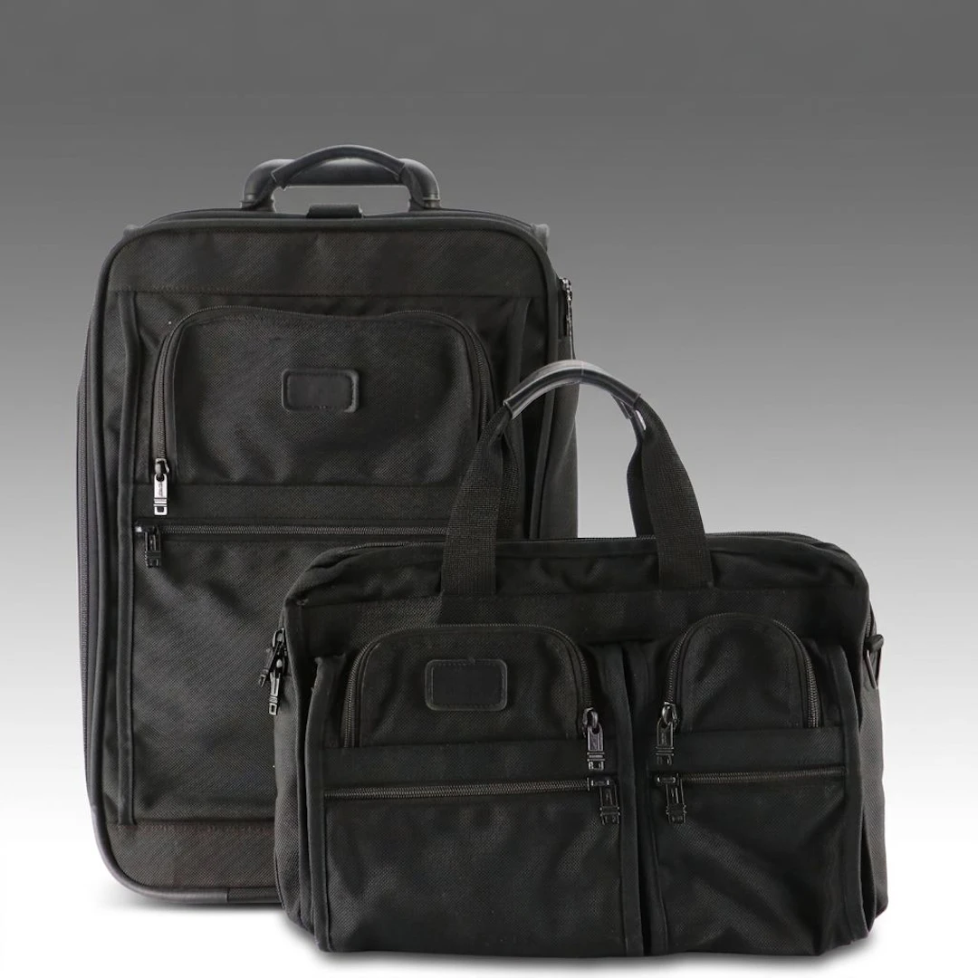 Tumi Expandable Travel Bag & Rolling Carry-On Suitcase in Black Ballistic Nylon