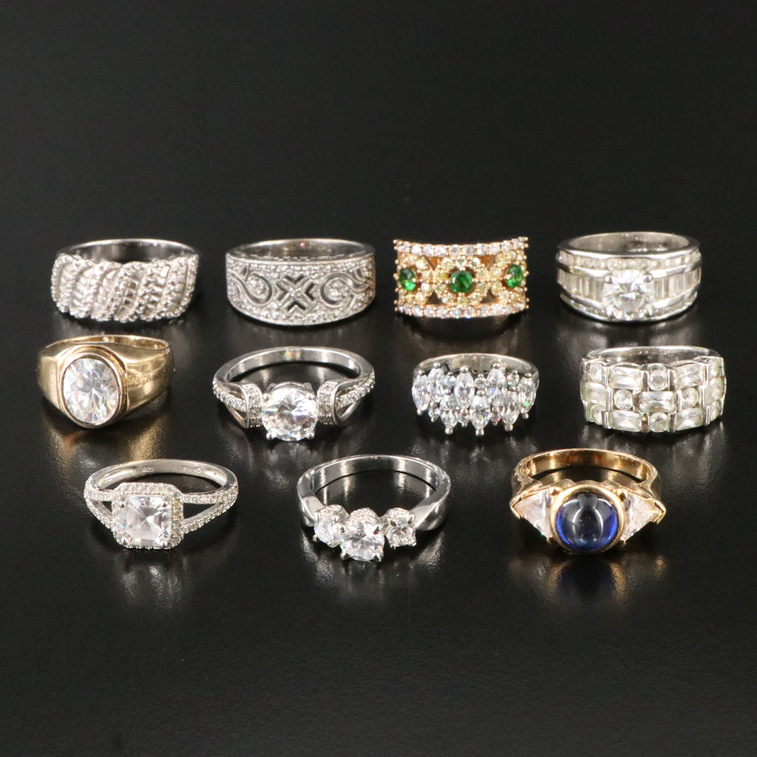Sterling Ring Collection Featuring CZ, Sapphire, and Diamond