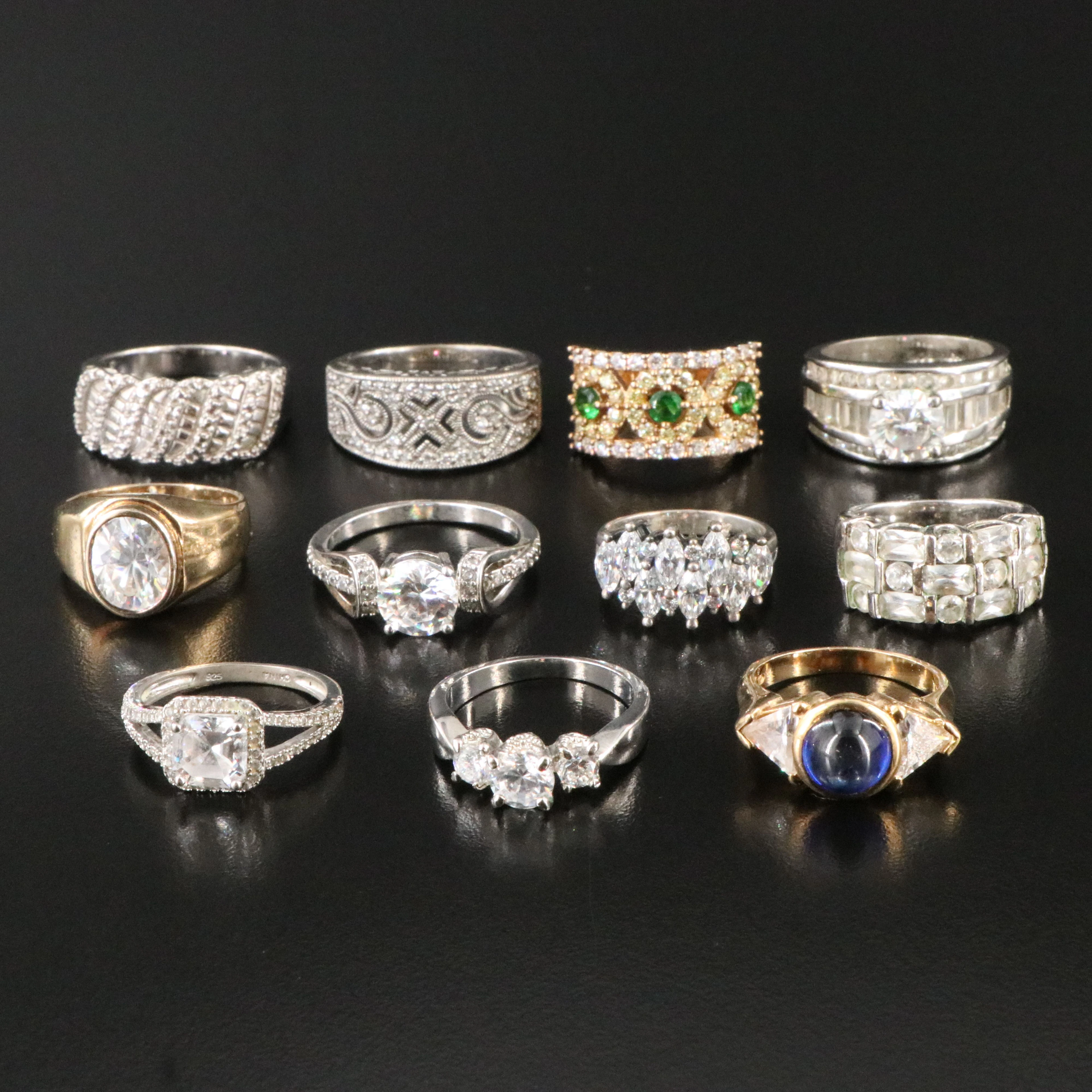 Sterling Ring Collection Featuring CZ, Sapphire, and Diamond