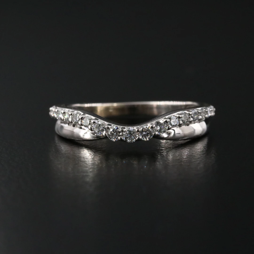 14K Diamond Curved Nesting Band