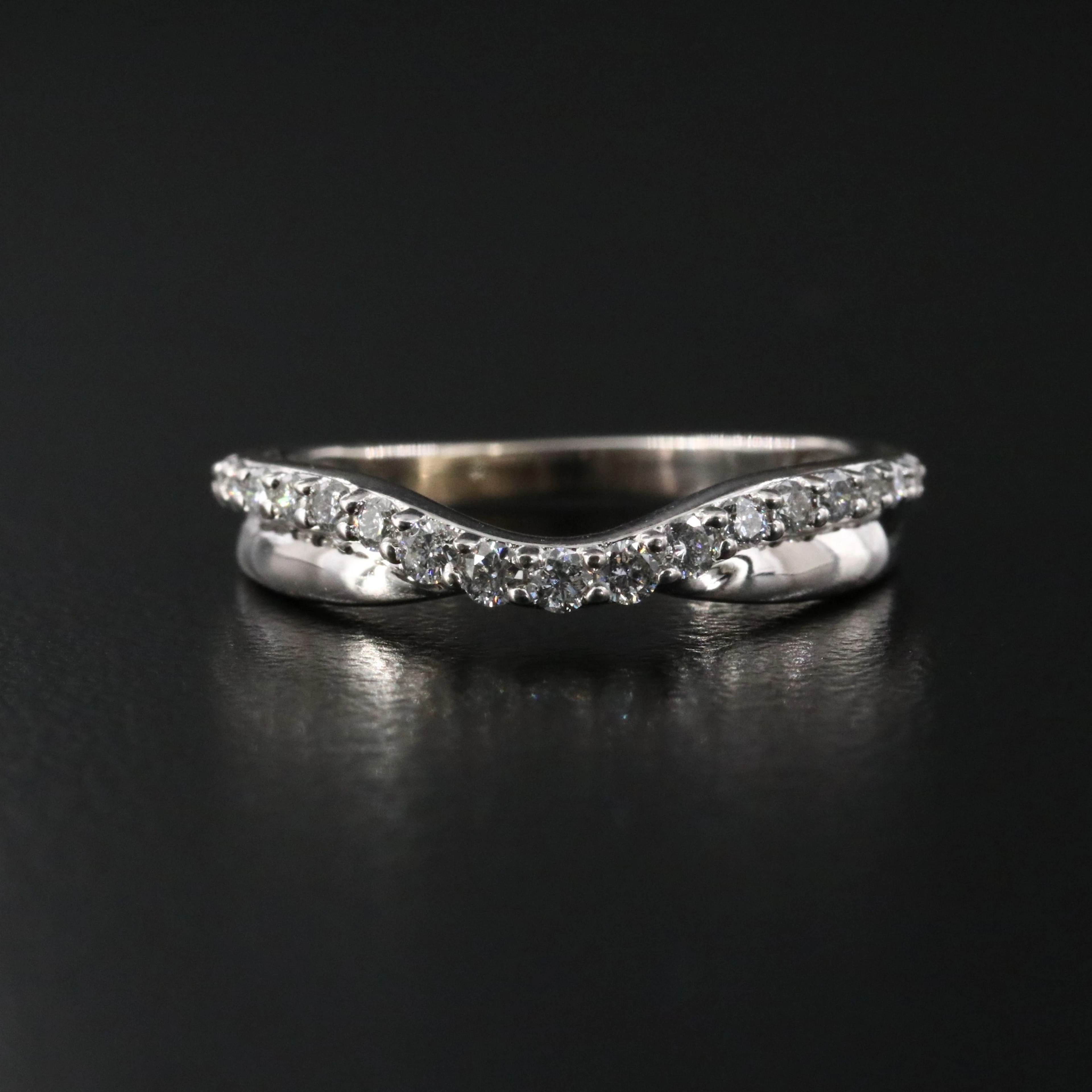 14K Diamond Curved Nesting Band