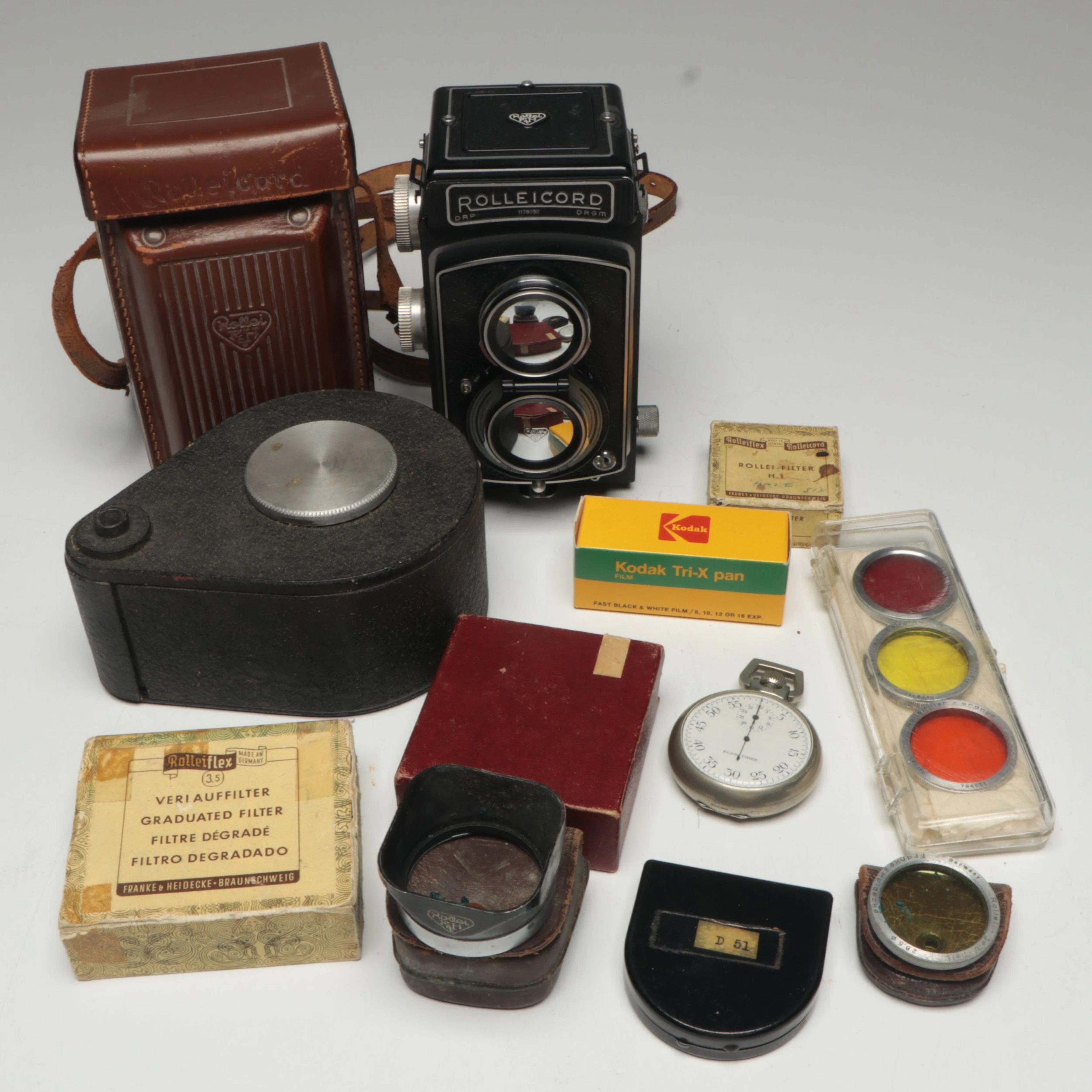 Rollei "Rolleicord" Still Camera with Vintage Camera Accessories