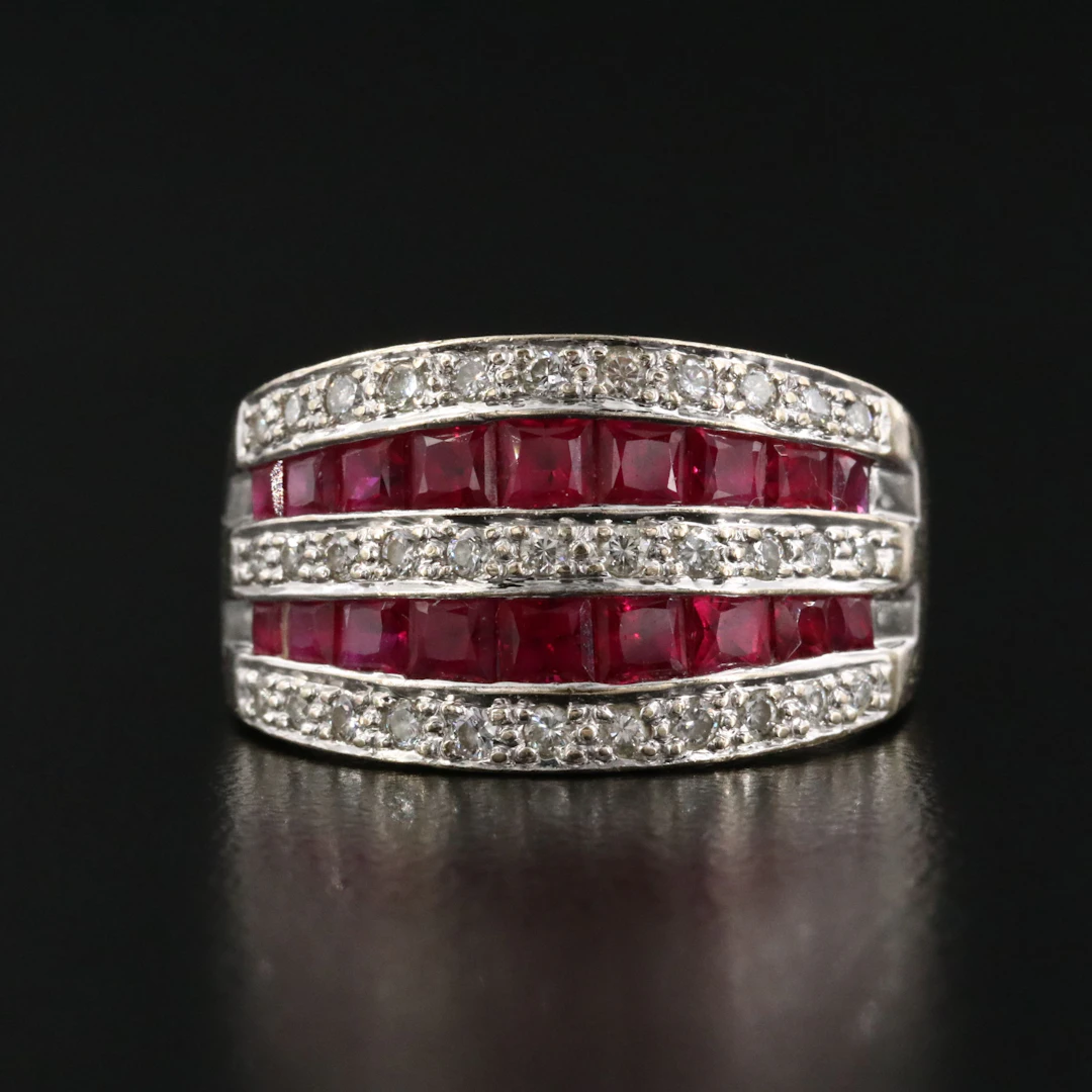 18K Diamond and Ruby Ring