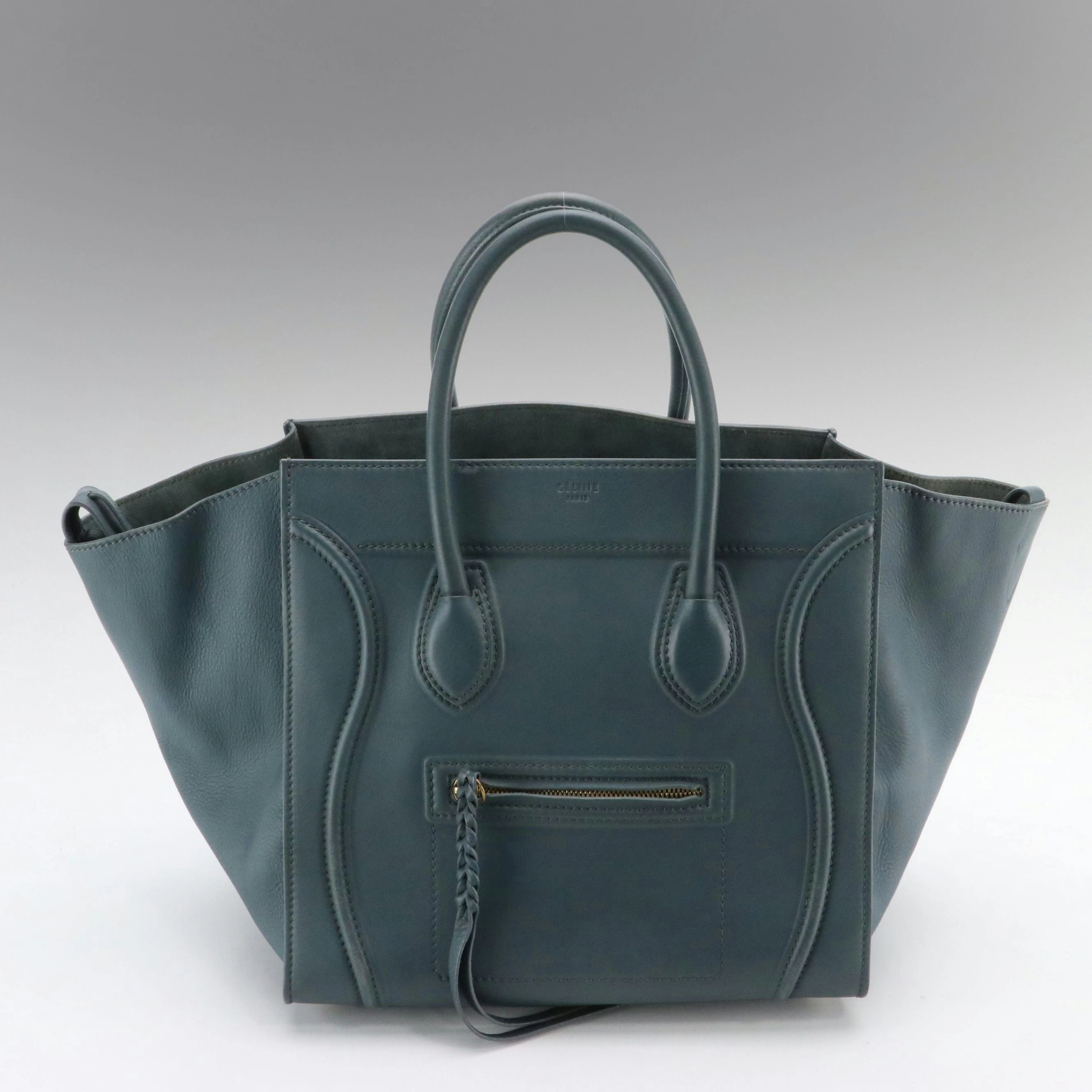 Céline Phantom Luggage Tote Bag in Slate Blue Calfskin Leather