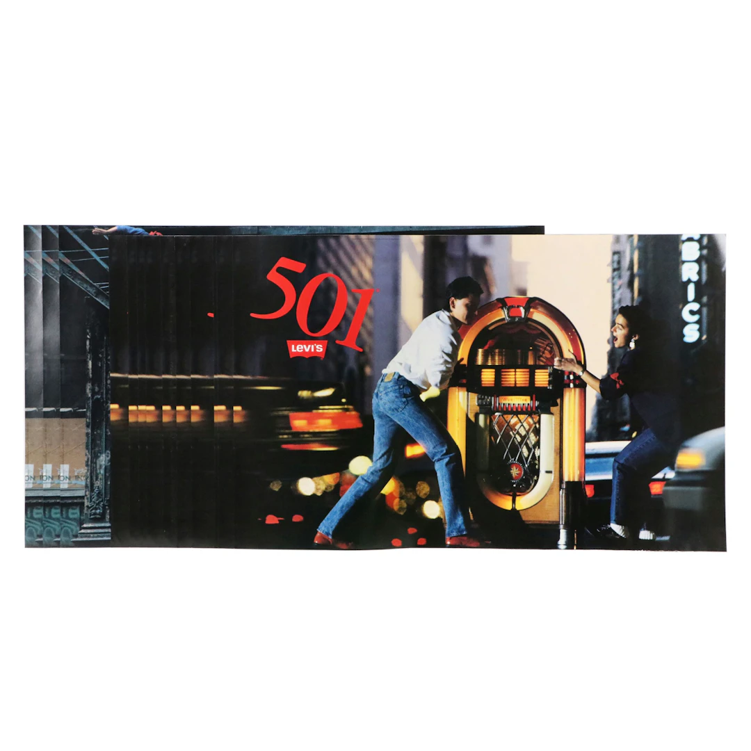 Vintage 1986 and 1988 Levi's Advertisement Posters for 501 Jeans