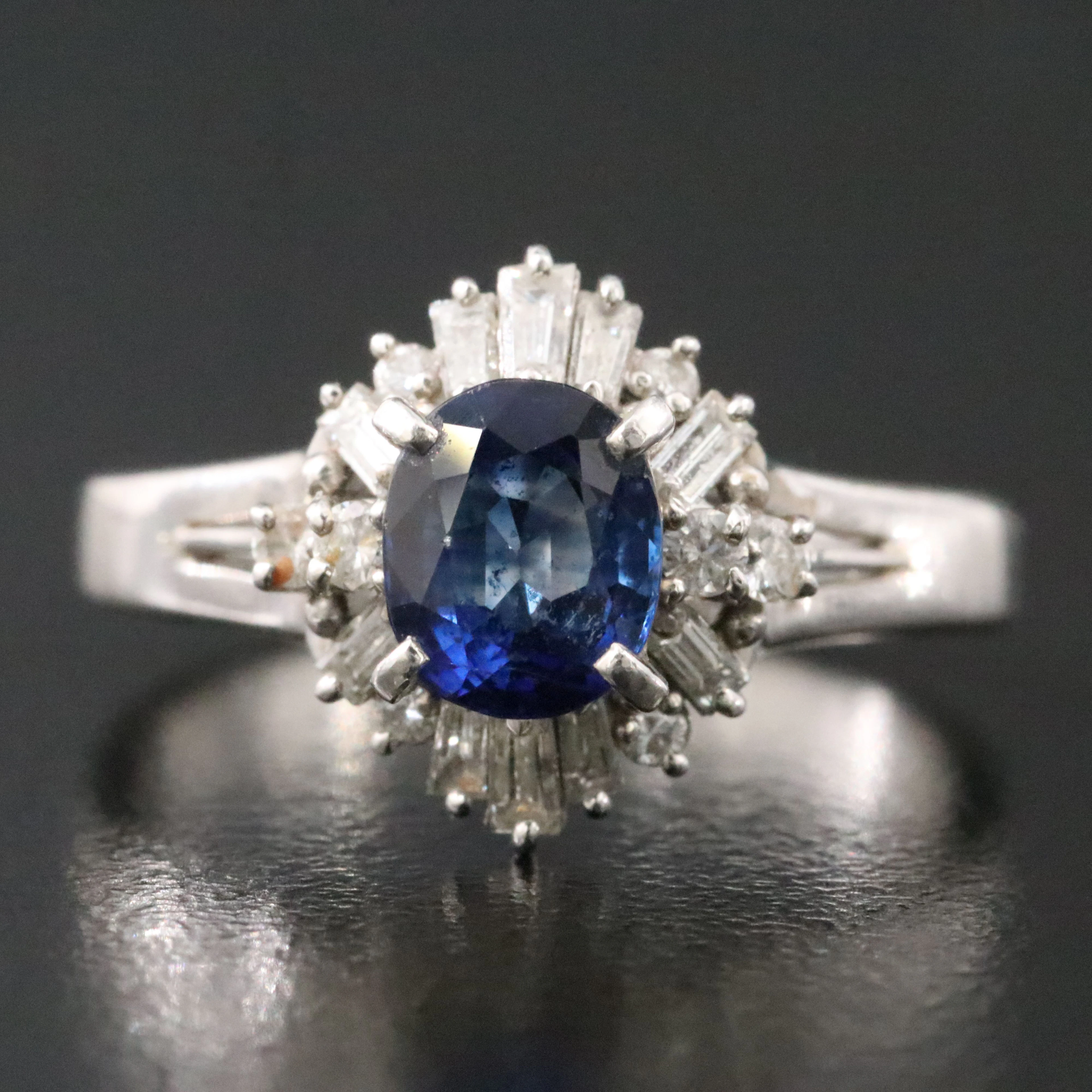 Platinum Sapphire and Diamond Ring