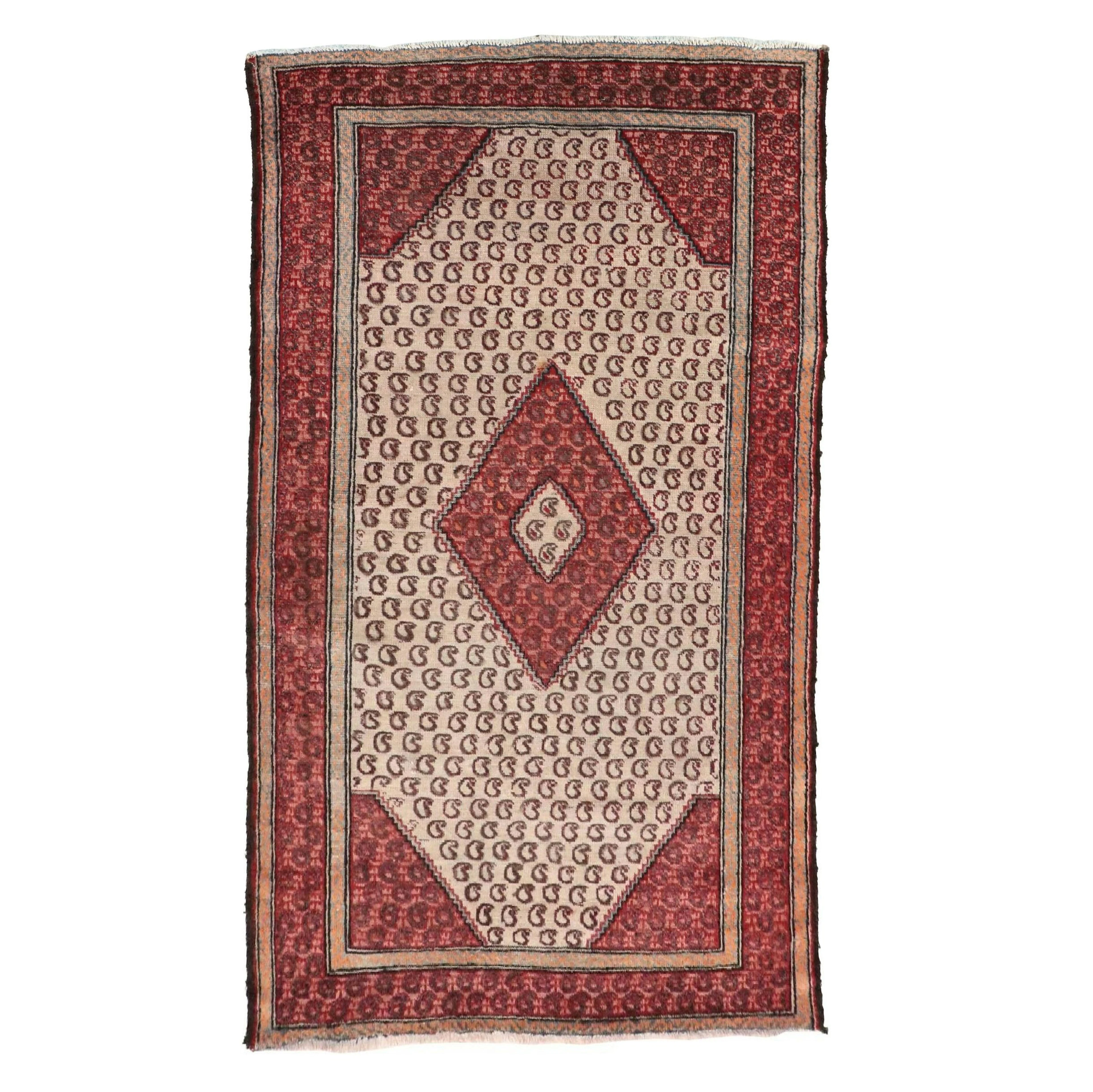 3'7 x 6'1 Hand-Knotted Persian Bijar Area Rug