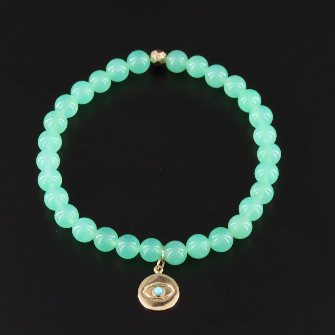 14K Evil Eye Chalcedony Talisman Bracelet