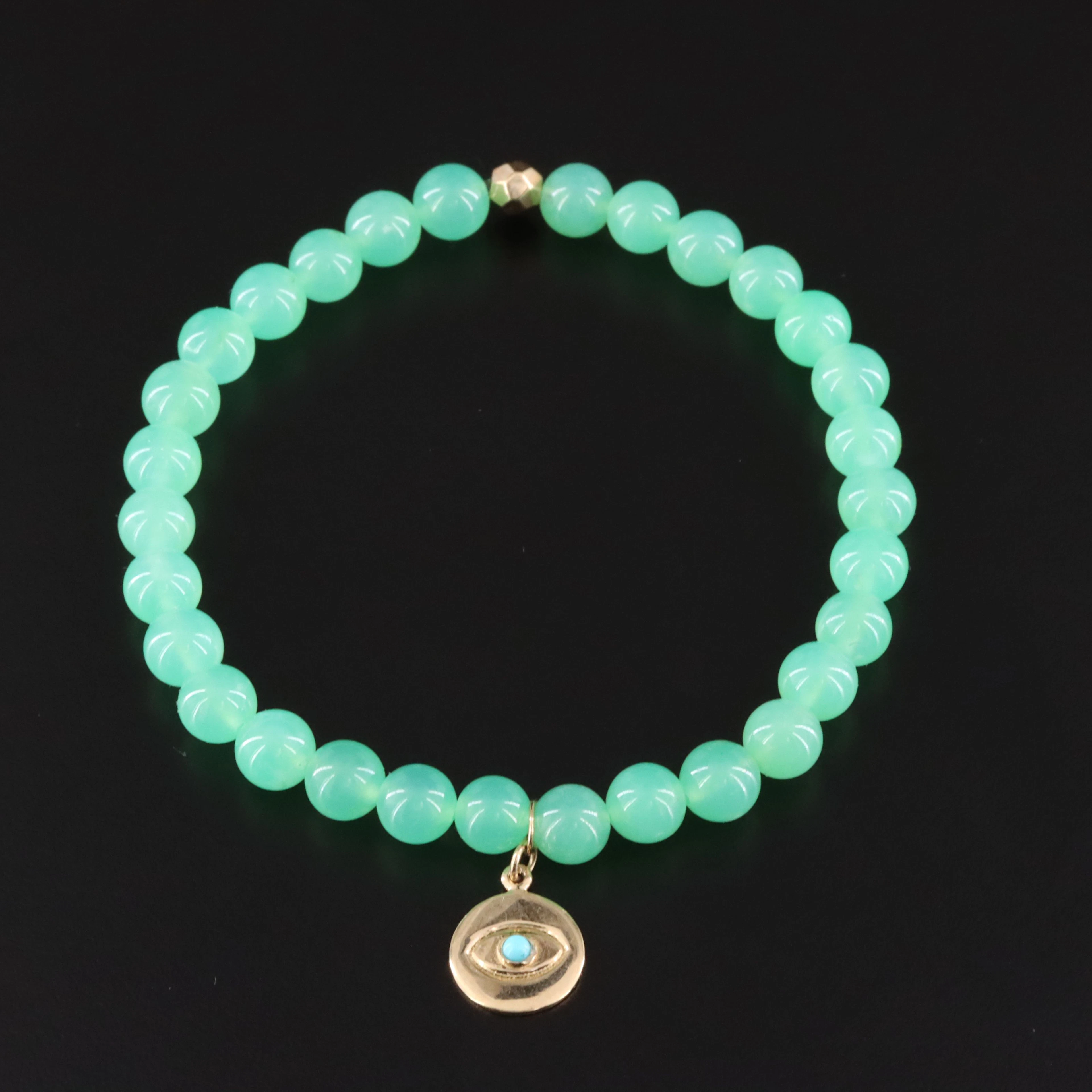 14K Evil Eye Chalcedony Talisman Bracelet