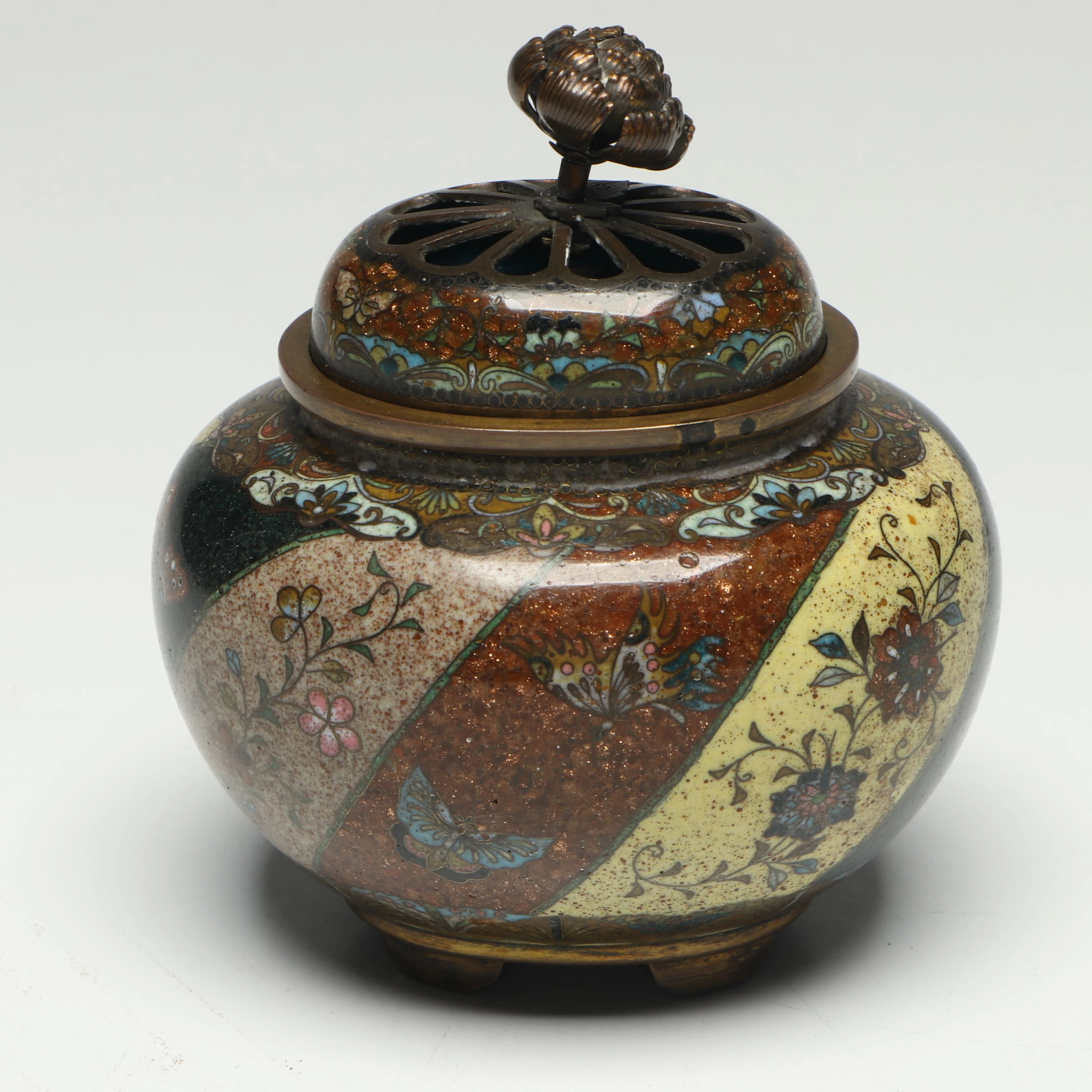 Japanese Cloisonné Enameled Koro Incense Burner