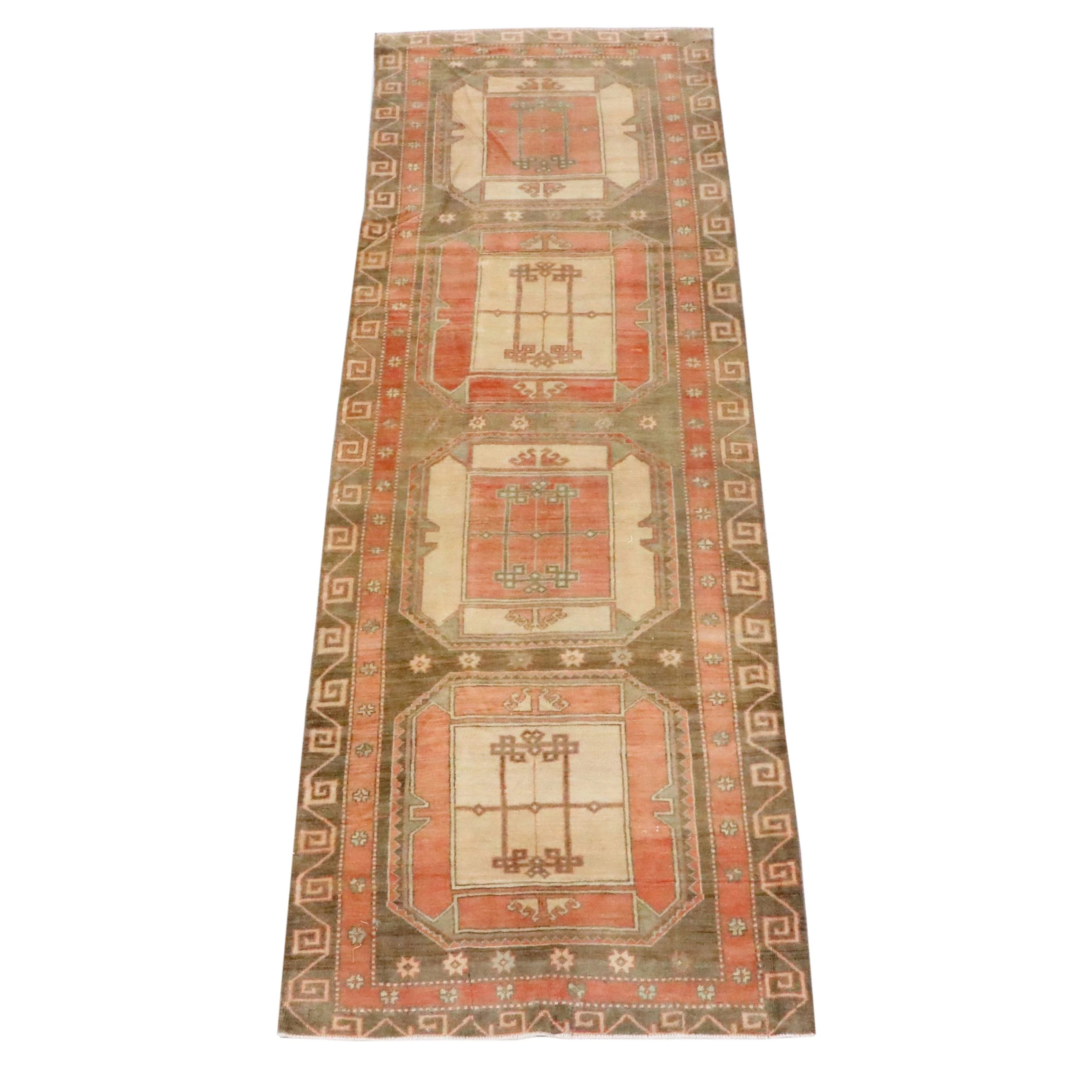 3'8 x 11'4 Hand-Knotted Turkish Anatolian Long Rug