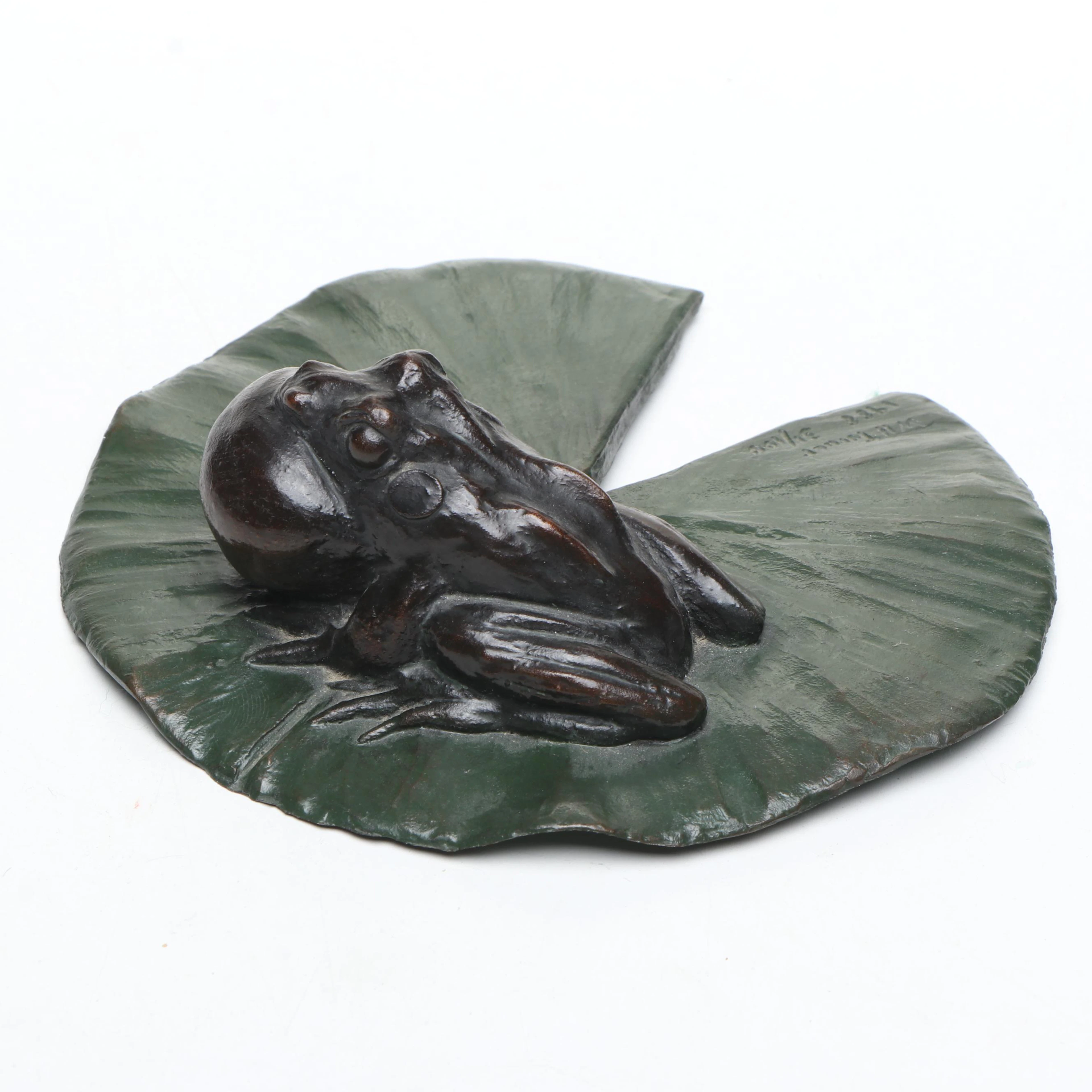 William H. Turner Cast Bronze "Frog on a Lily Pad," 1988