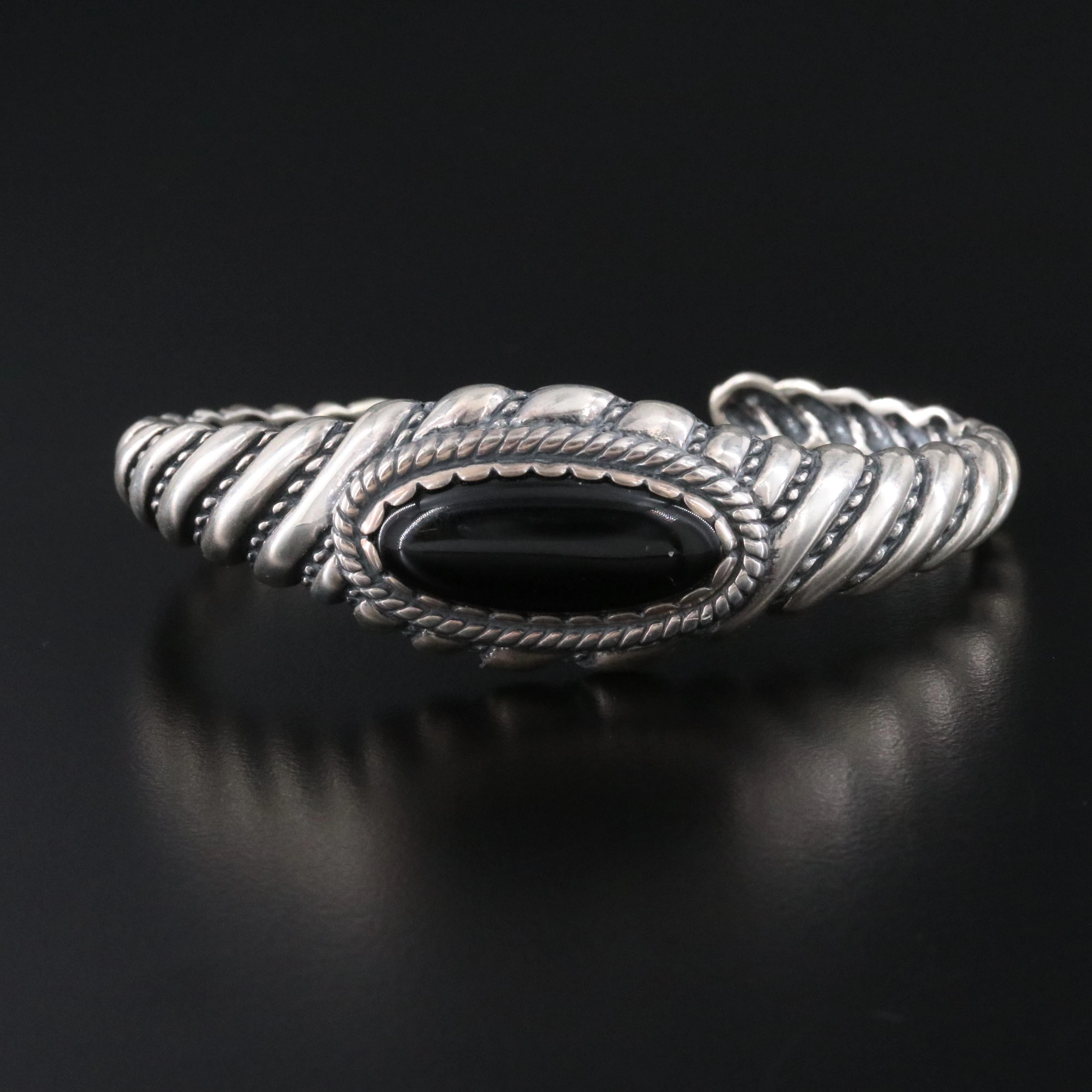 Carolyn Pollack Sterling Obsidian Cuff Bracelet