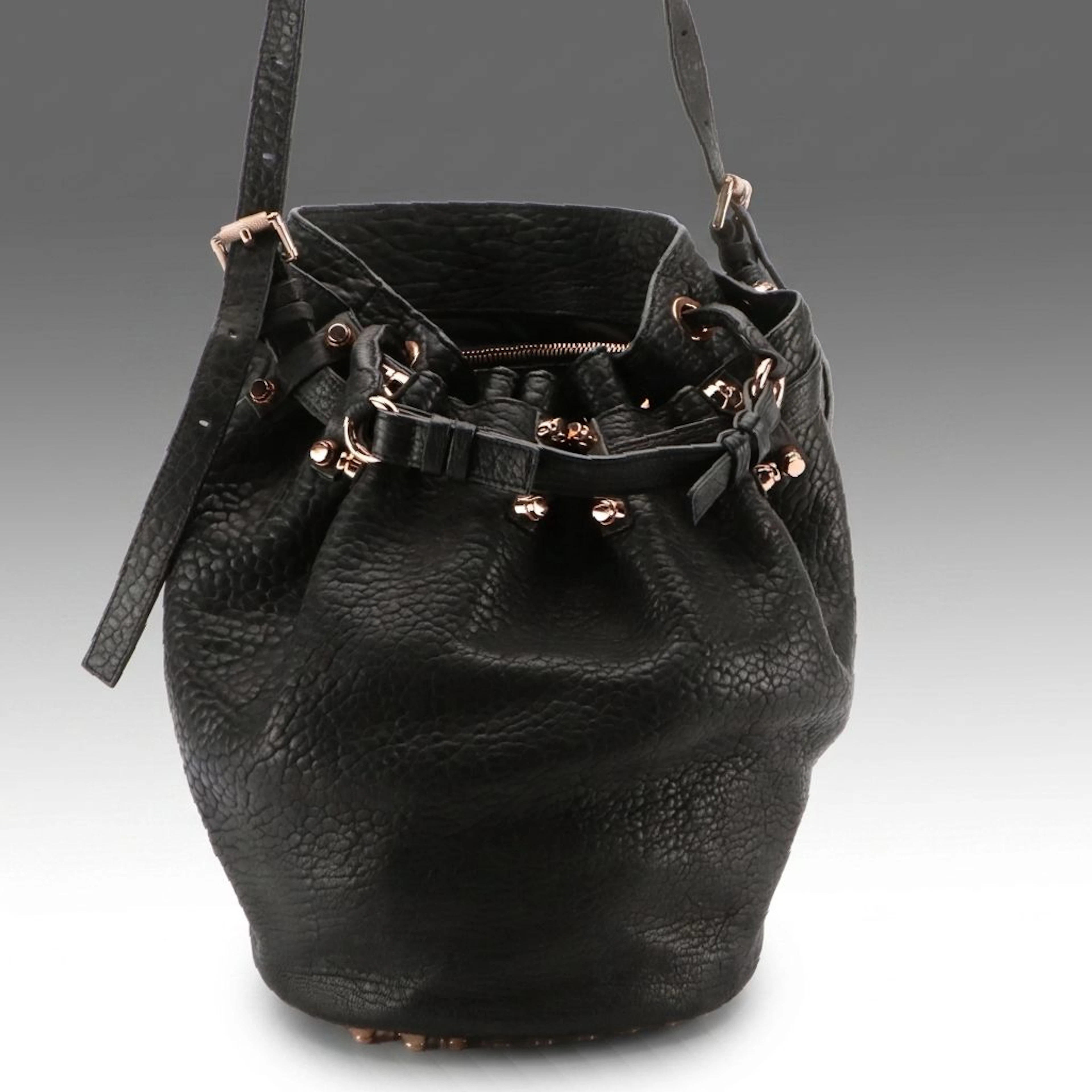 Alexander Wang Studded Pebble Grain Leather Diego Two-Way Bucket Bag