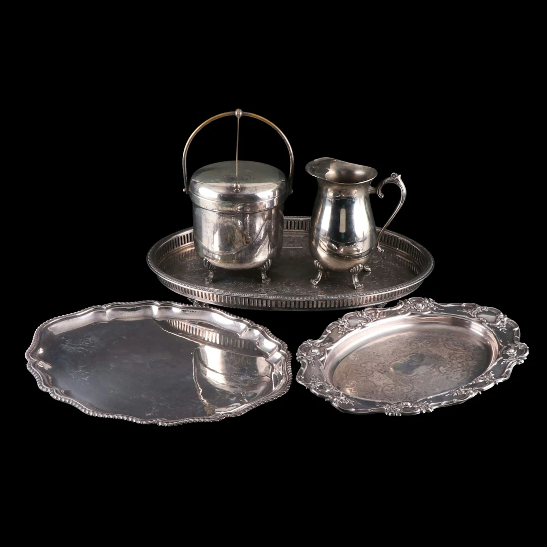 Towle "Old Master" Embossed Oval Meat Platter with More Silver Plate Serveware