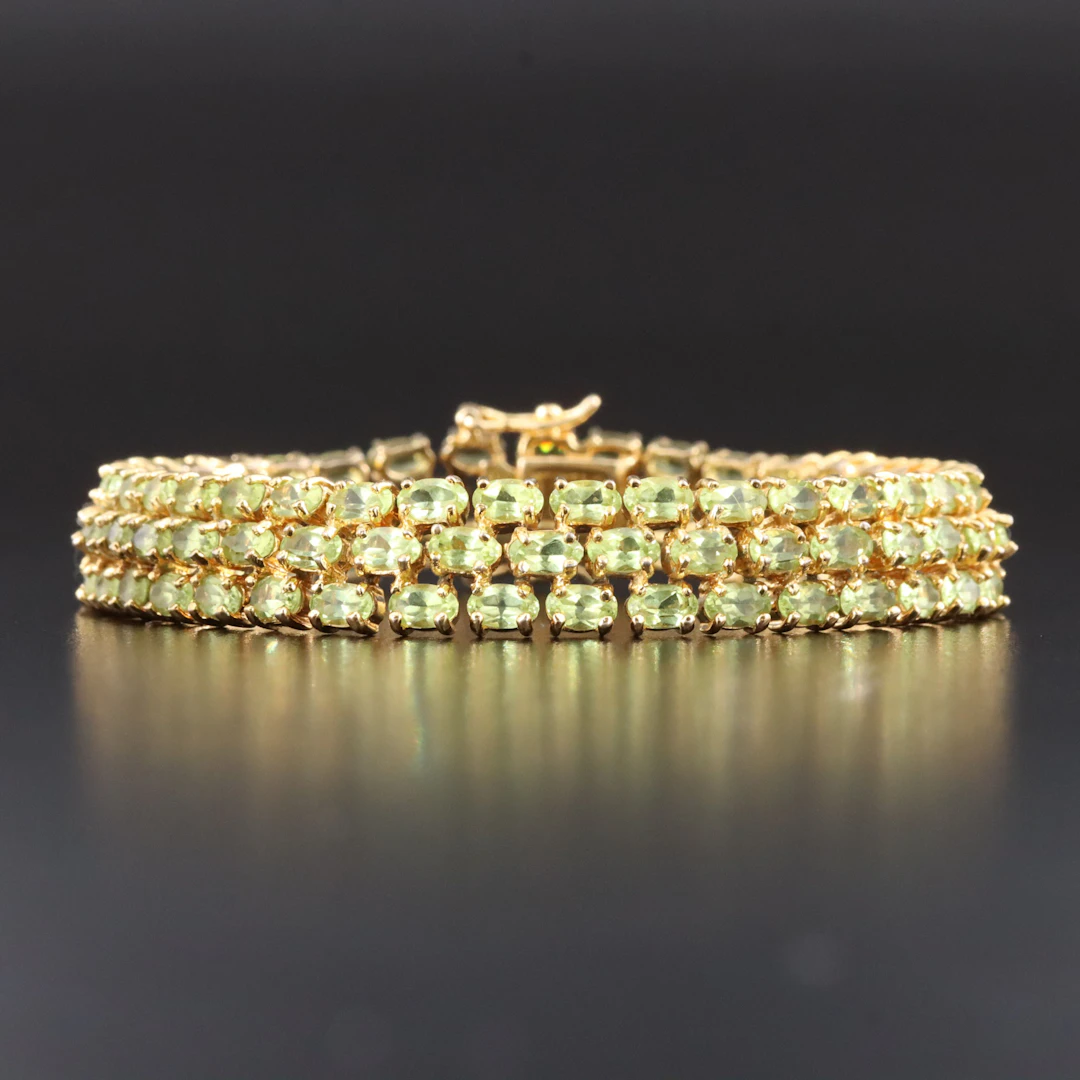 Sterling Peridot Bracelet in Gold-Tone