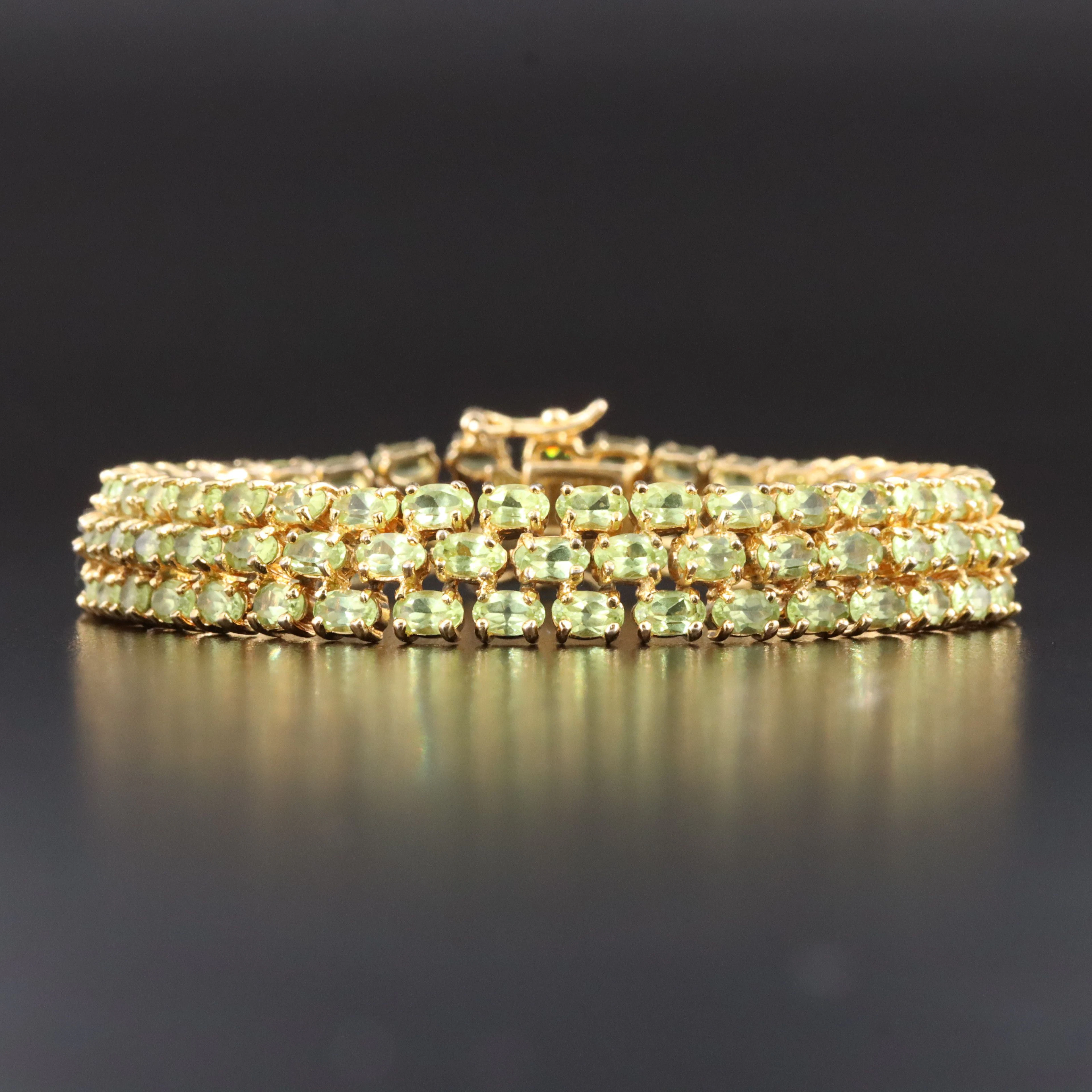 Sterling Peridot Bracelet in Gold-Tone