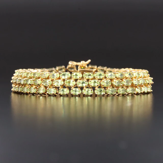 Sterling Peridot Bracelet in Gold-Tone