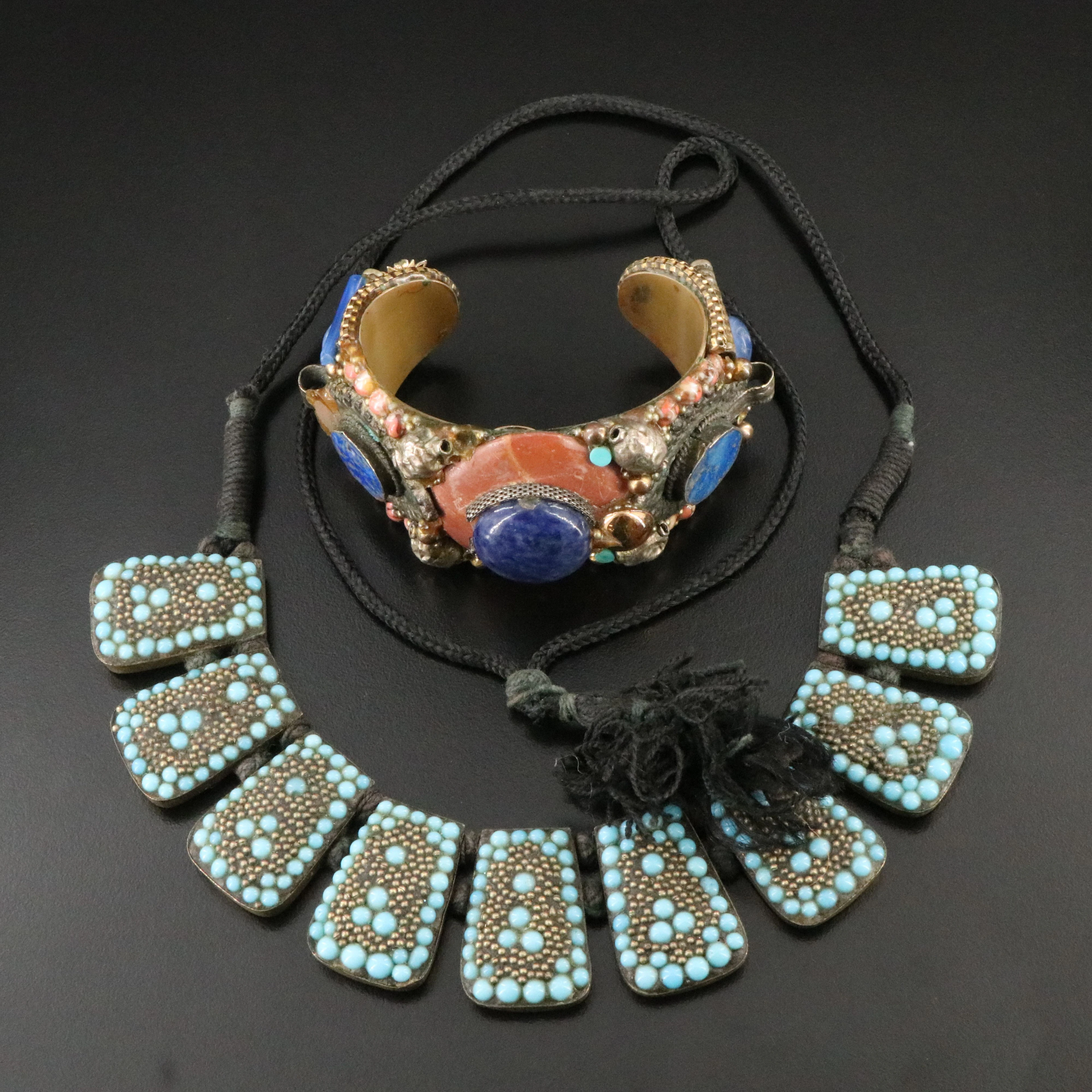 Panel Necklace and Wendy Gell Lapis Lazuli, Sodalite and Jasper Cuff