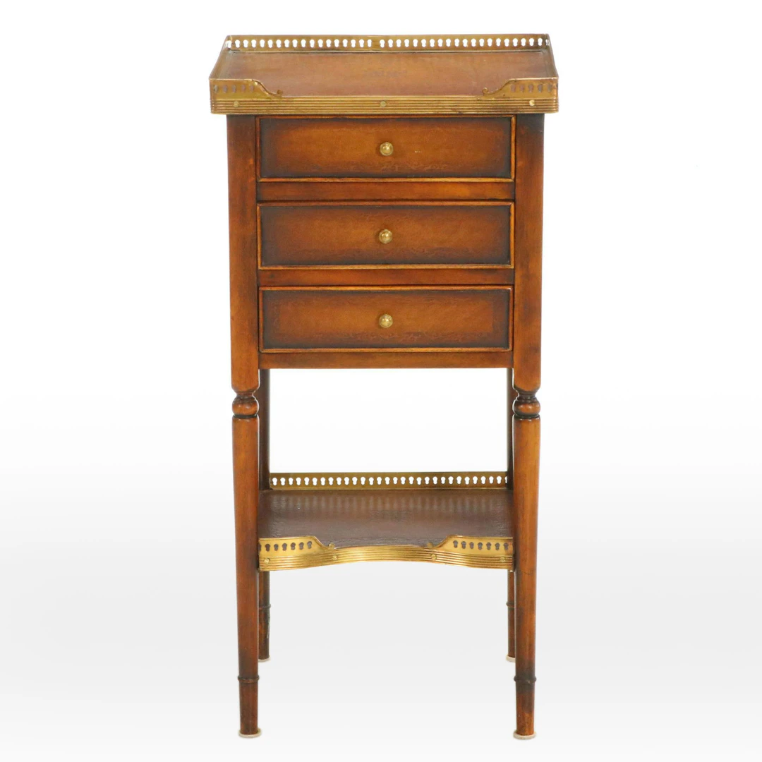 Theodore Alexander Louis XVI Style Mahogany Three-Drawer End Table