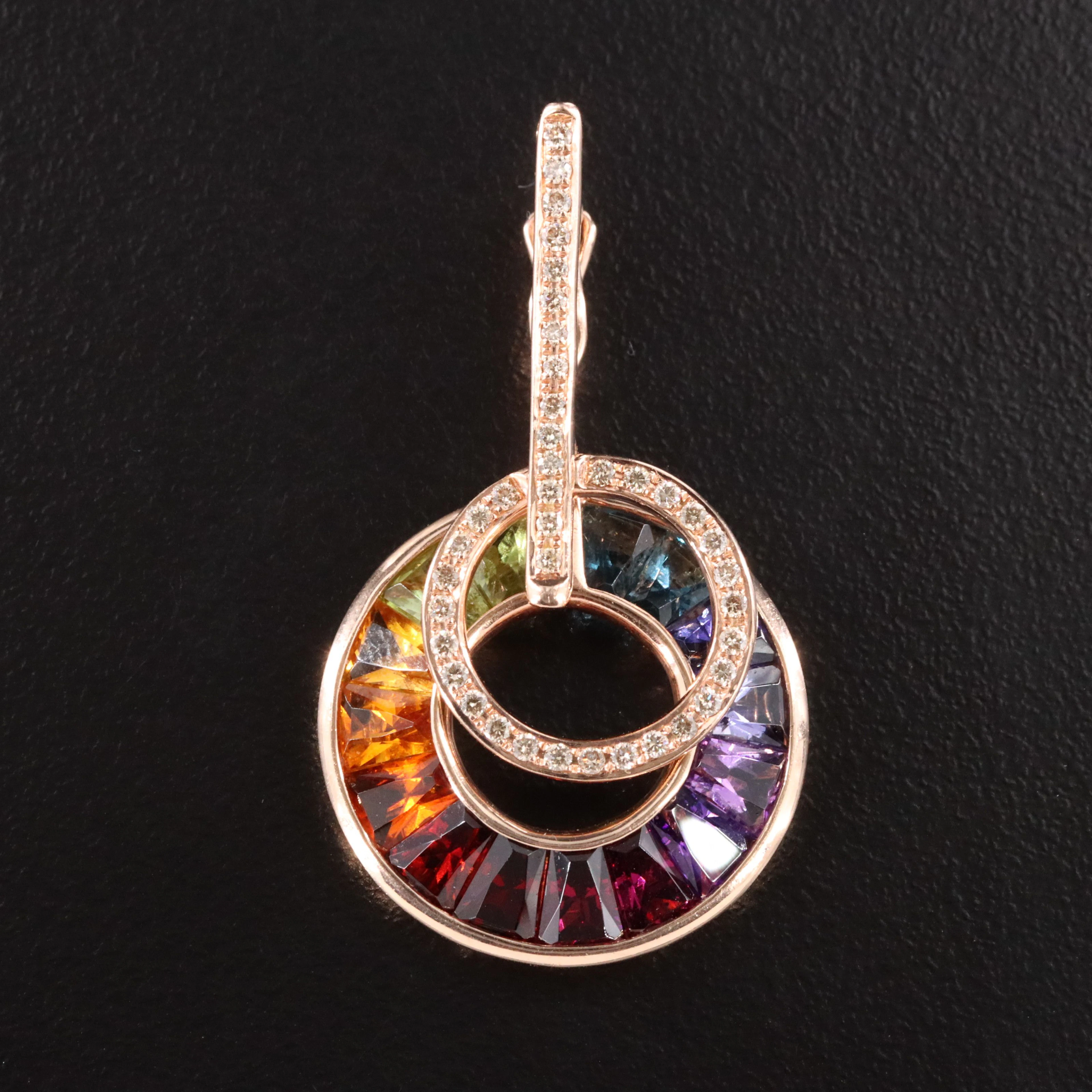 Bellarri "Poetry in Motion" 14K Rose Gold Gemstone and Diamond Enhancer Pendant
