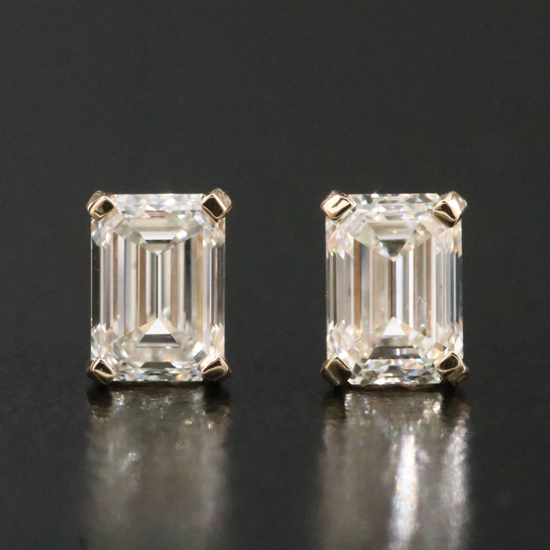 14K 1.00 CTW Diamond Stud Earrings with GIA Reports