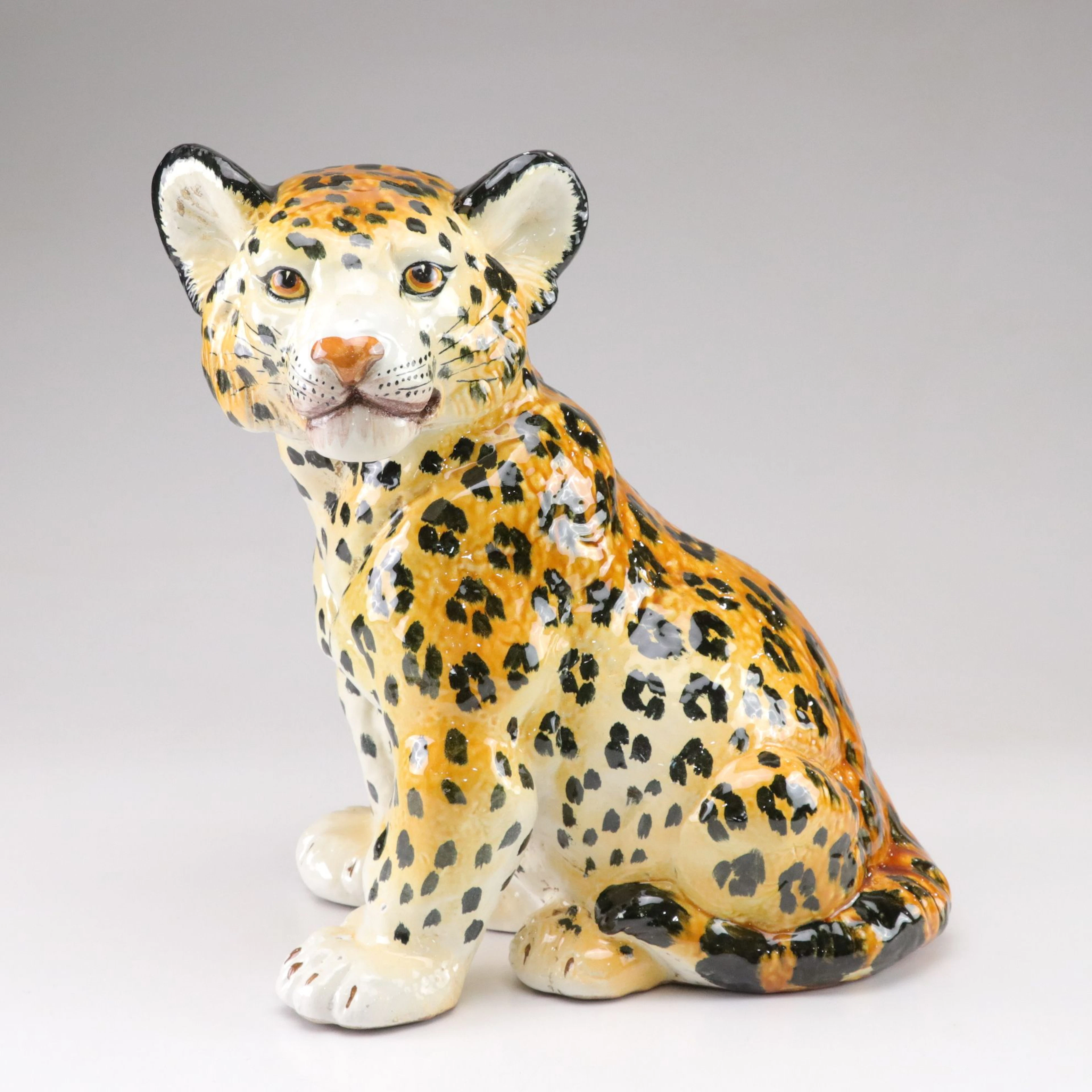 Italian Style Hand Painted Ceramic Jaguar Cub
