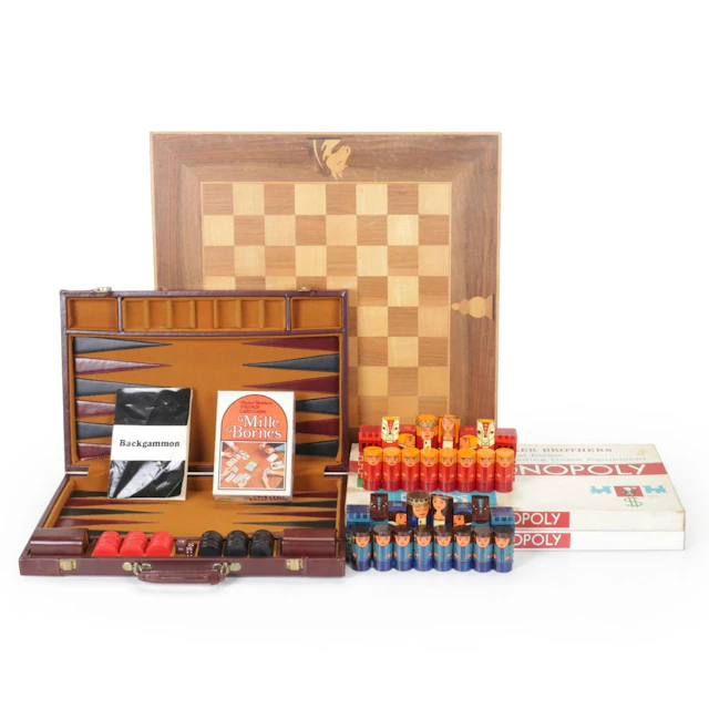 Koss ESP.7 Stereophones with Backgammon Set, Chess Board & More Games, 20th C.