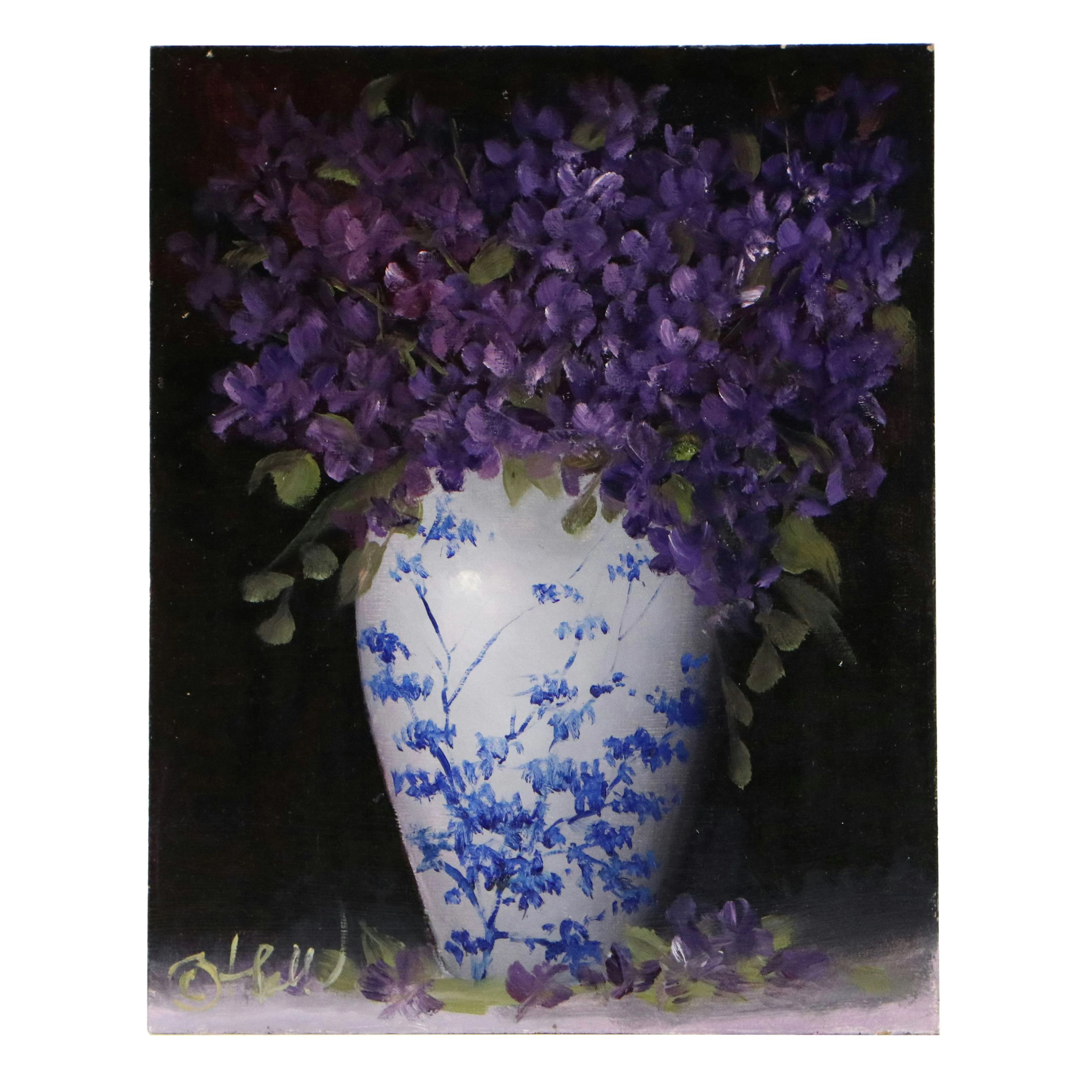 Thu-Thuy Tran Still Life Oil Painting "Seasonal Lilac," 2026