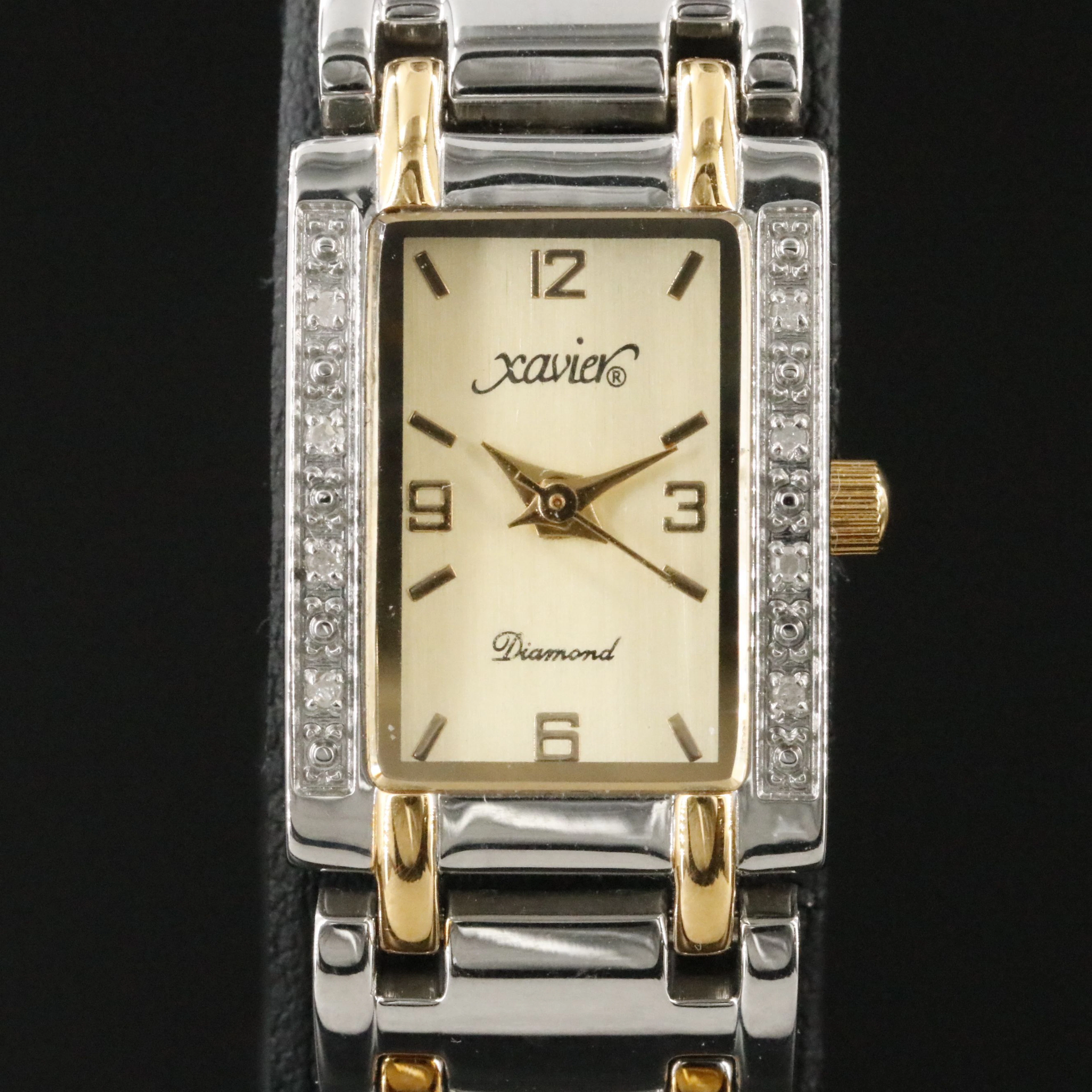 Xavier Diamond Two Tone Quartz Dress Watch with Diamond Accents