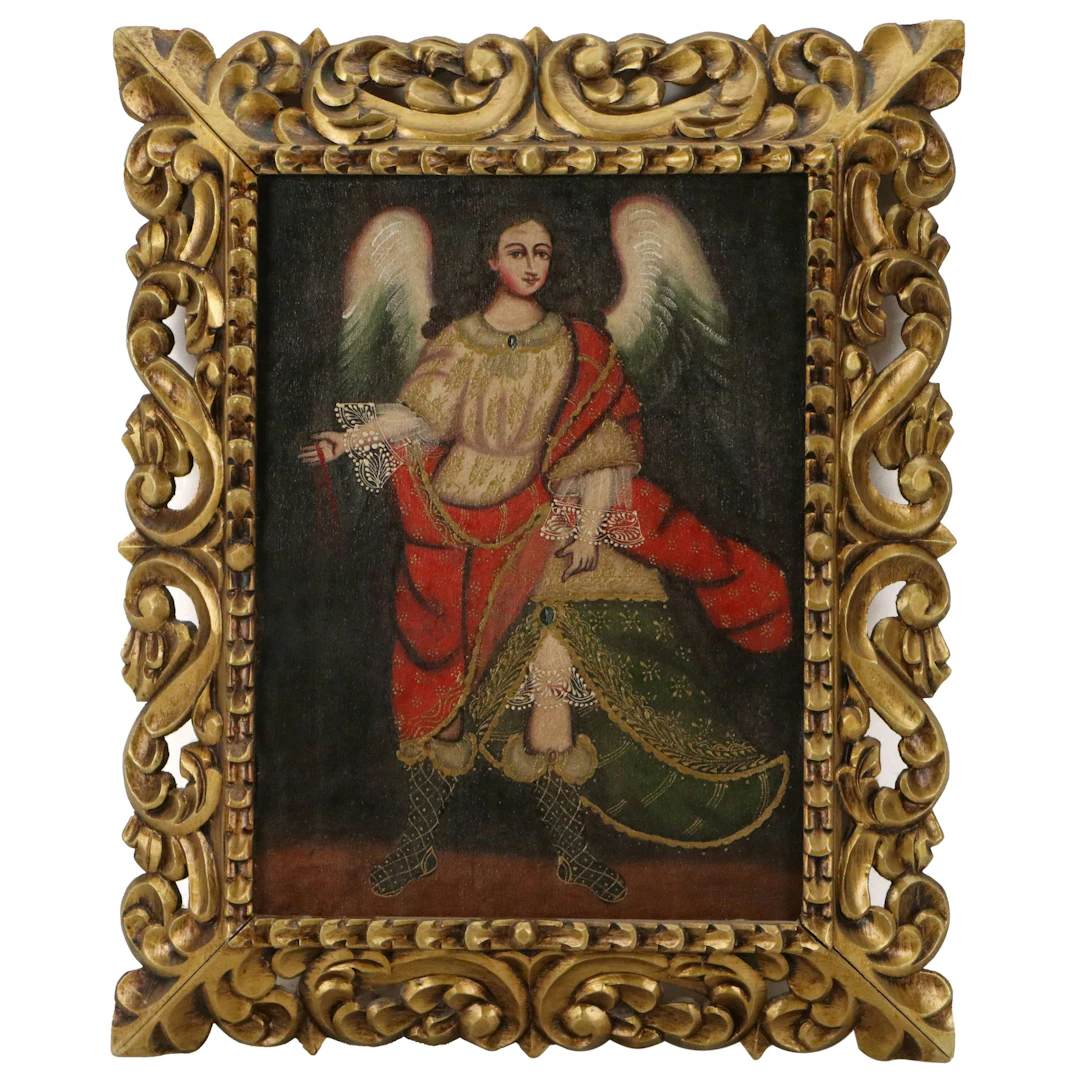 Cuzco School Style Oil Painting of Archangel