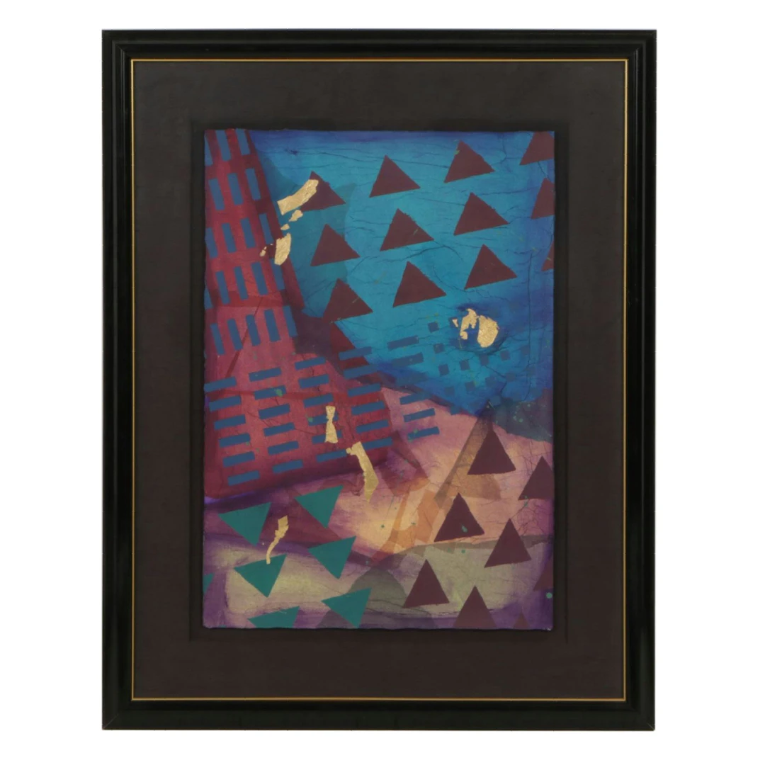 Frank Rowland Abstract Geometric Mixed Media Painting