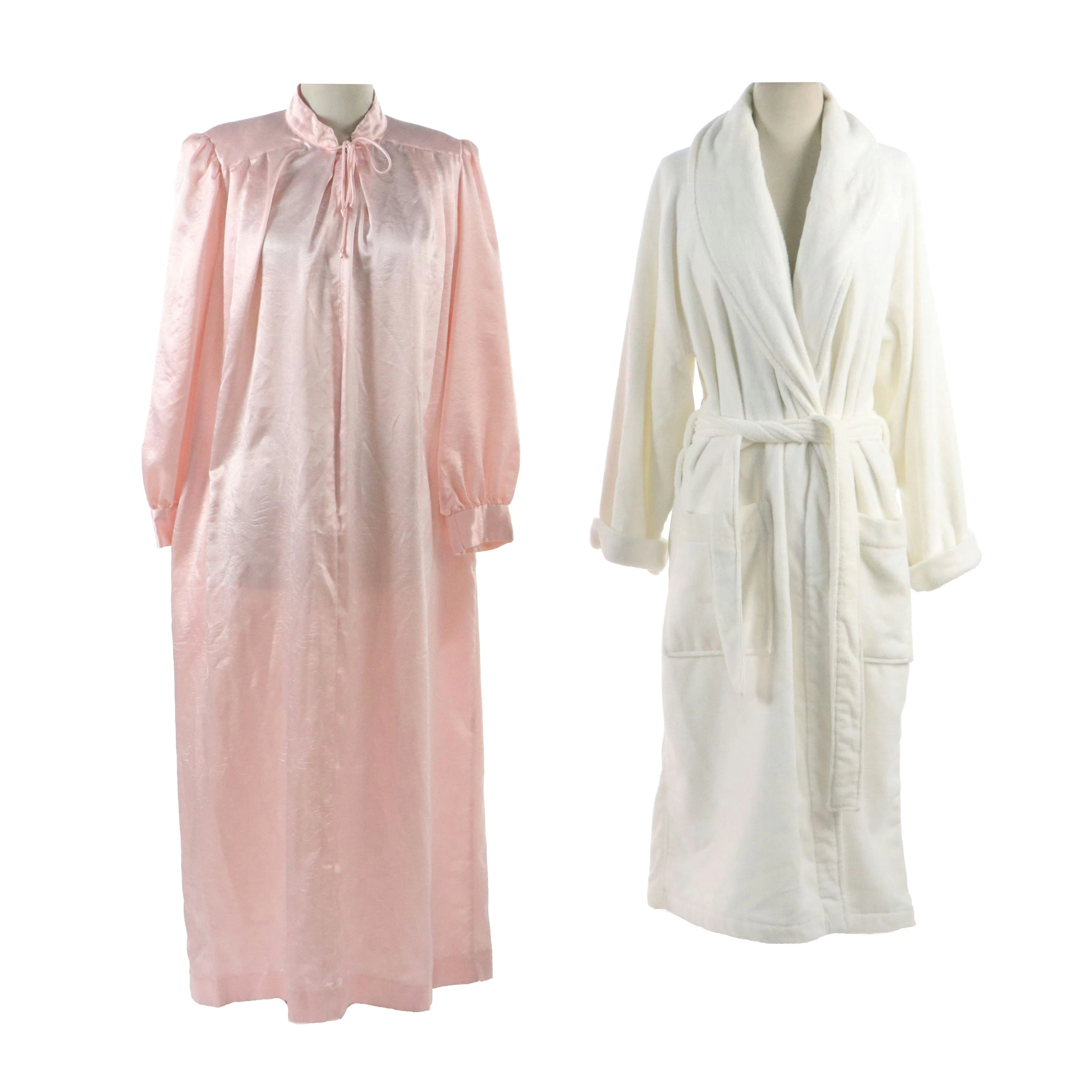 Christian Dior Lounge Wear Pink Dressing Robe and Frette White Cotton Robe