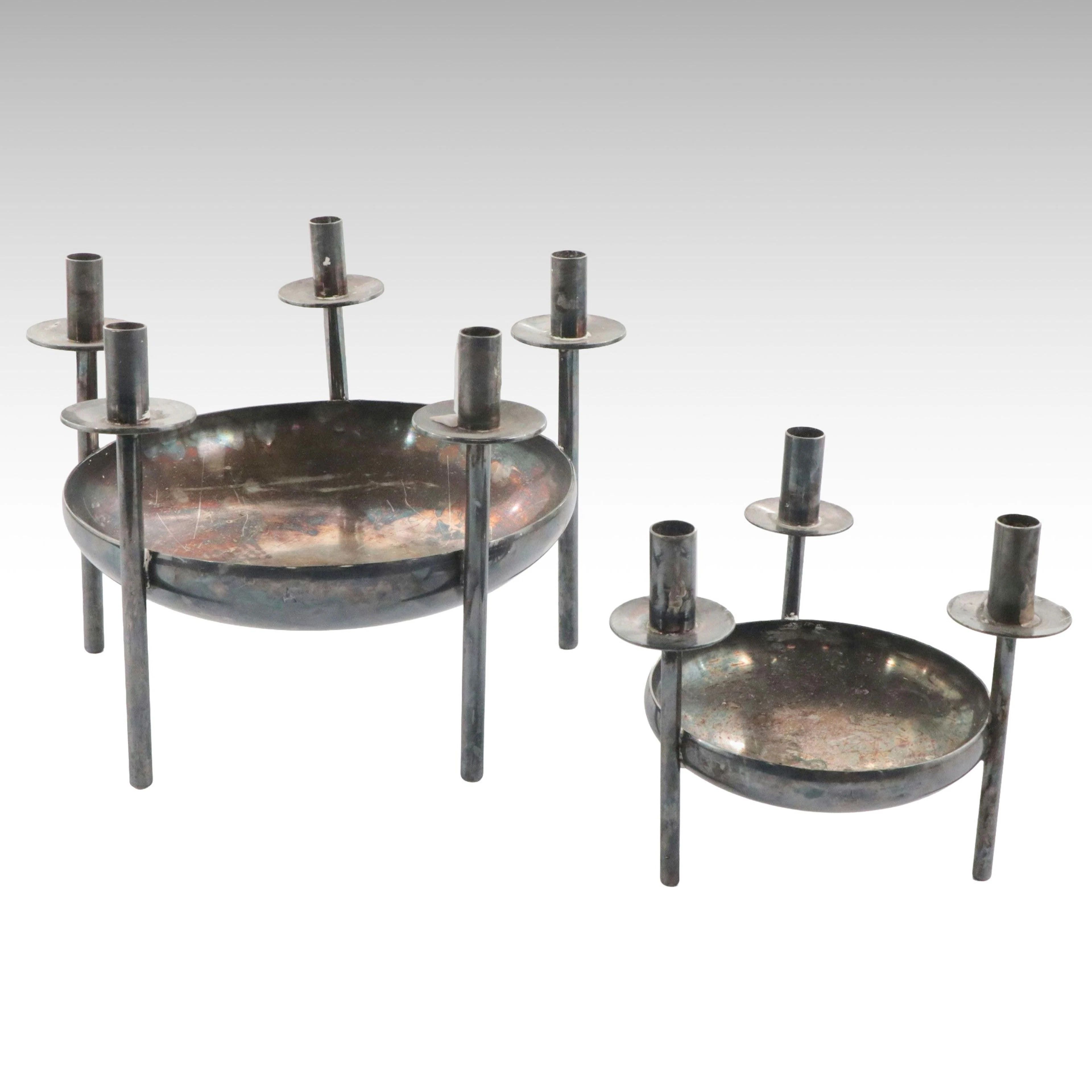 Sambonet Mid Century Modern Silver Plated Candelabras, 1960s