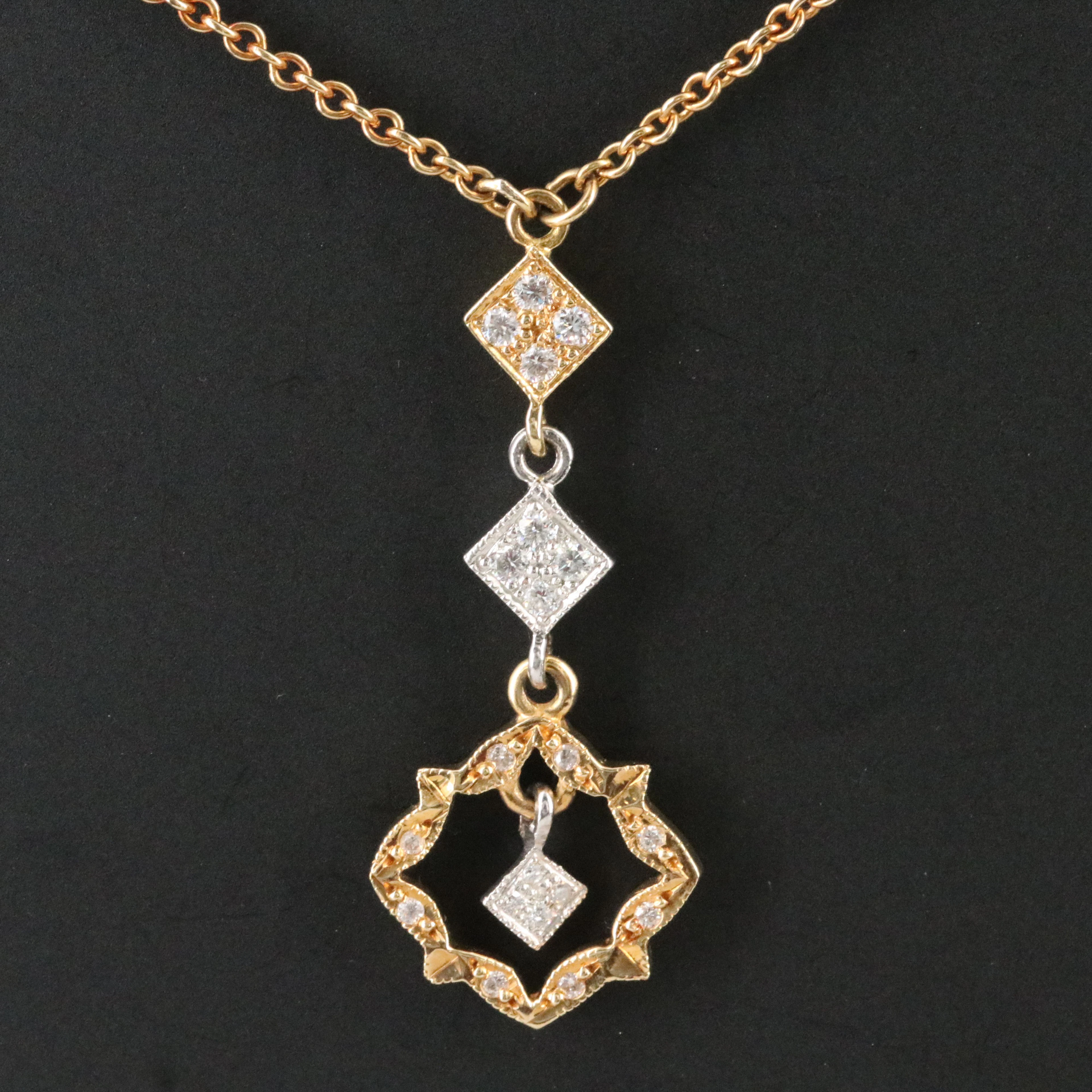 Kamofie 18K and Platinum 0.22 CTW Diamond Rhombus Lavalier Necklace