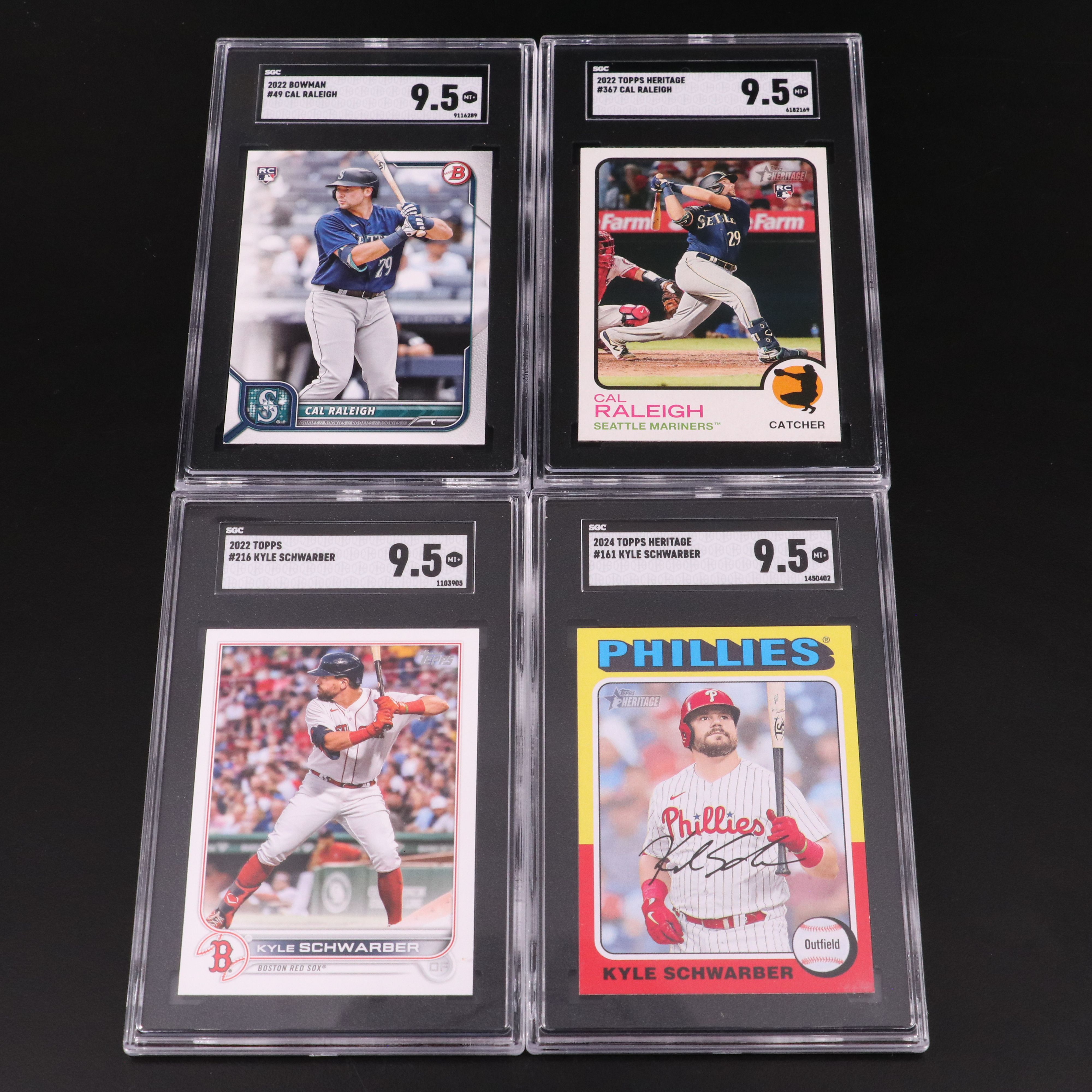 Cal Raleigh and Kyle Schwarber SGC Graded Baseball Cards with Rookies ...